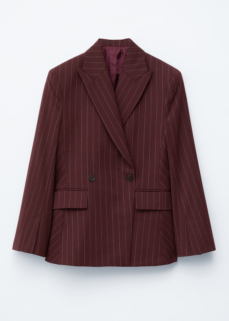 Blazer doppiopetto in lana Bordeaux con motivo gessato DONNA