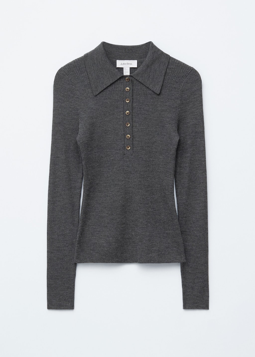 Image of Long-Sleeve Merino Wool Polo Top