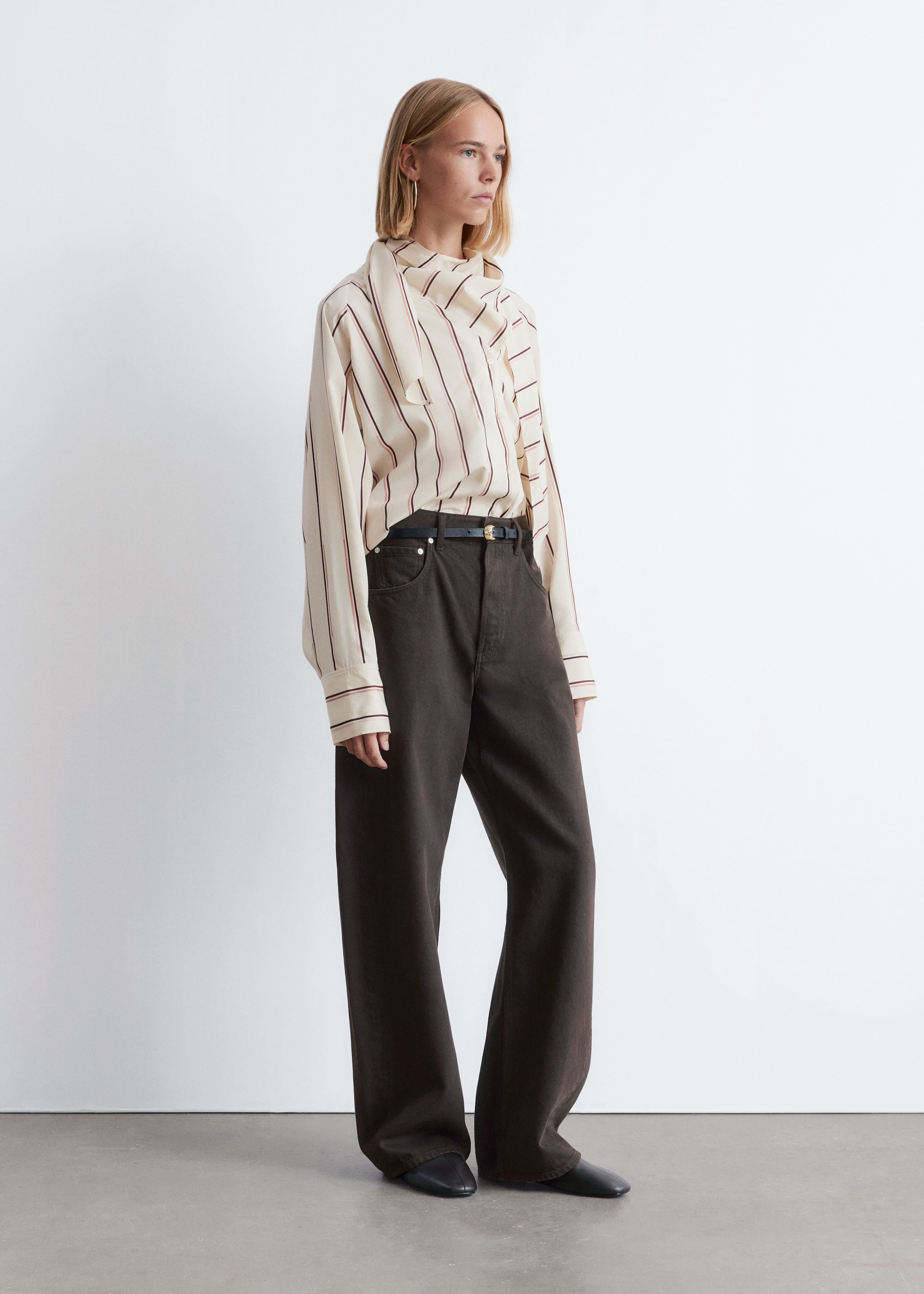 Image of Scarf-Detail Shirt
