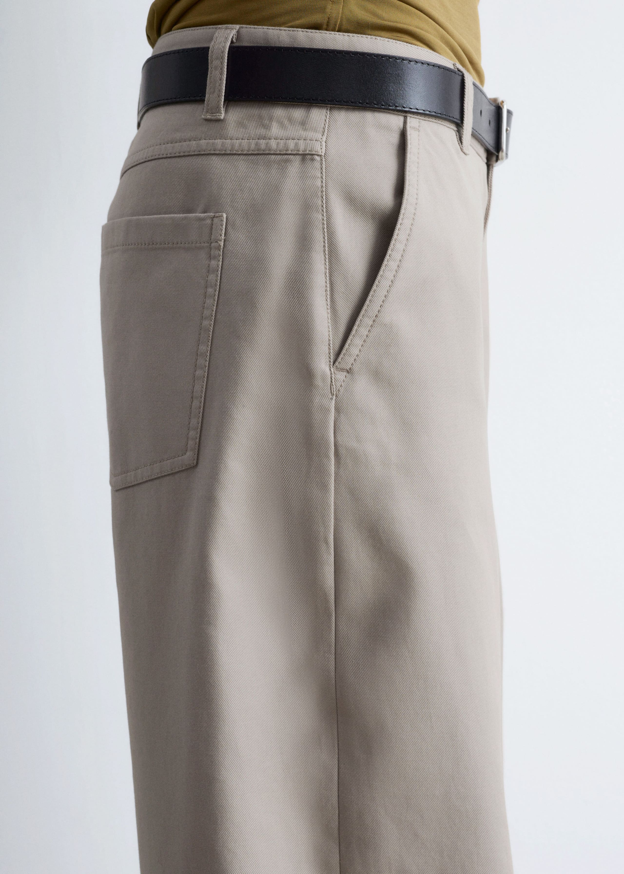 Image of Wide-Leg Twill Trousers