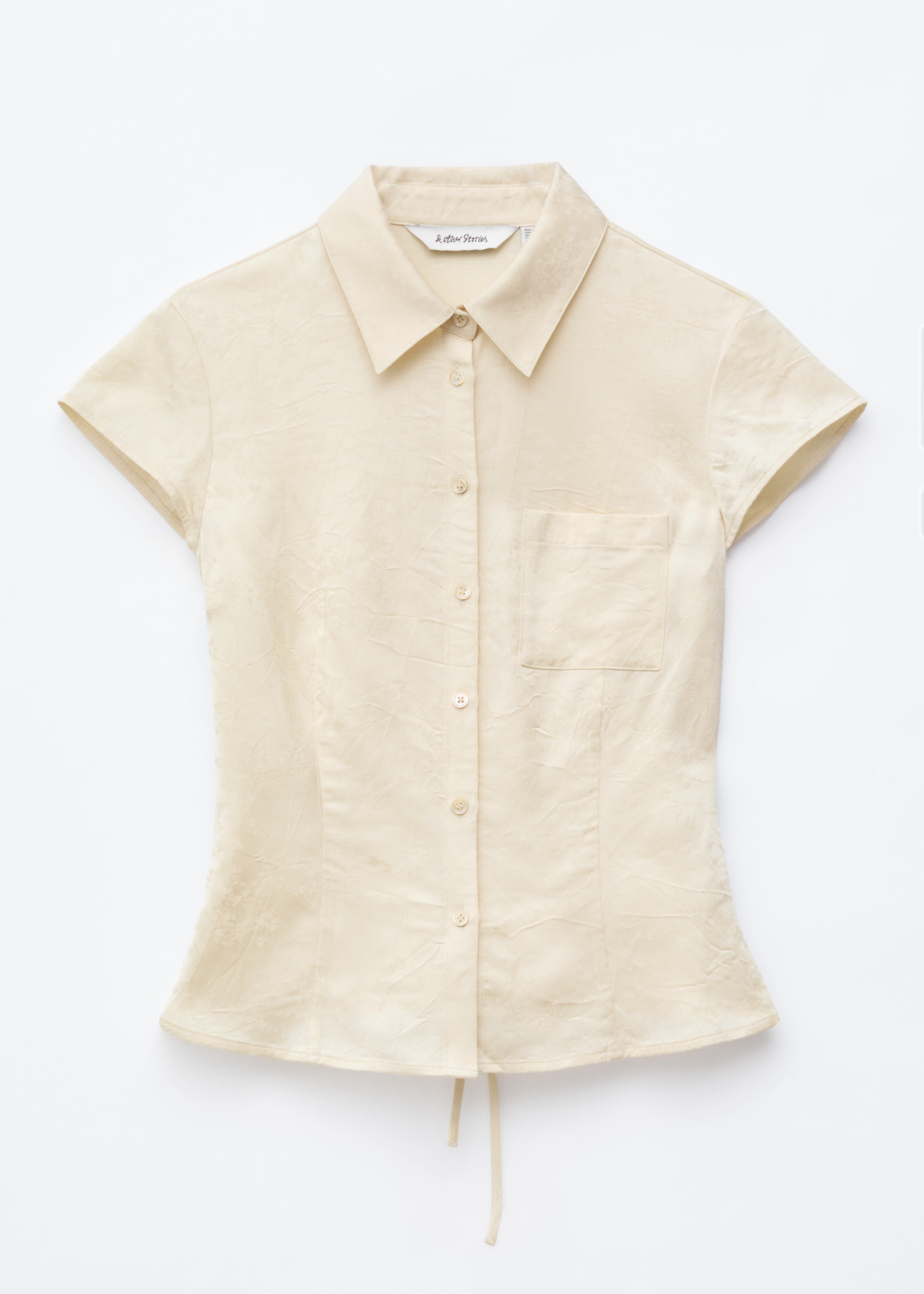 Skjorta med knytband bak-Vit