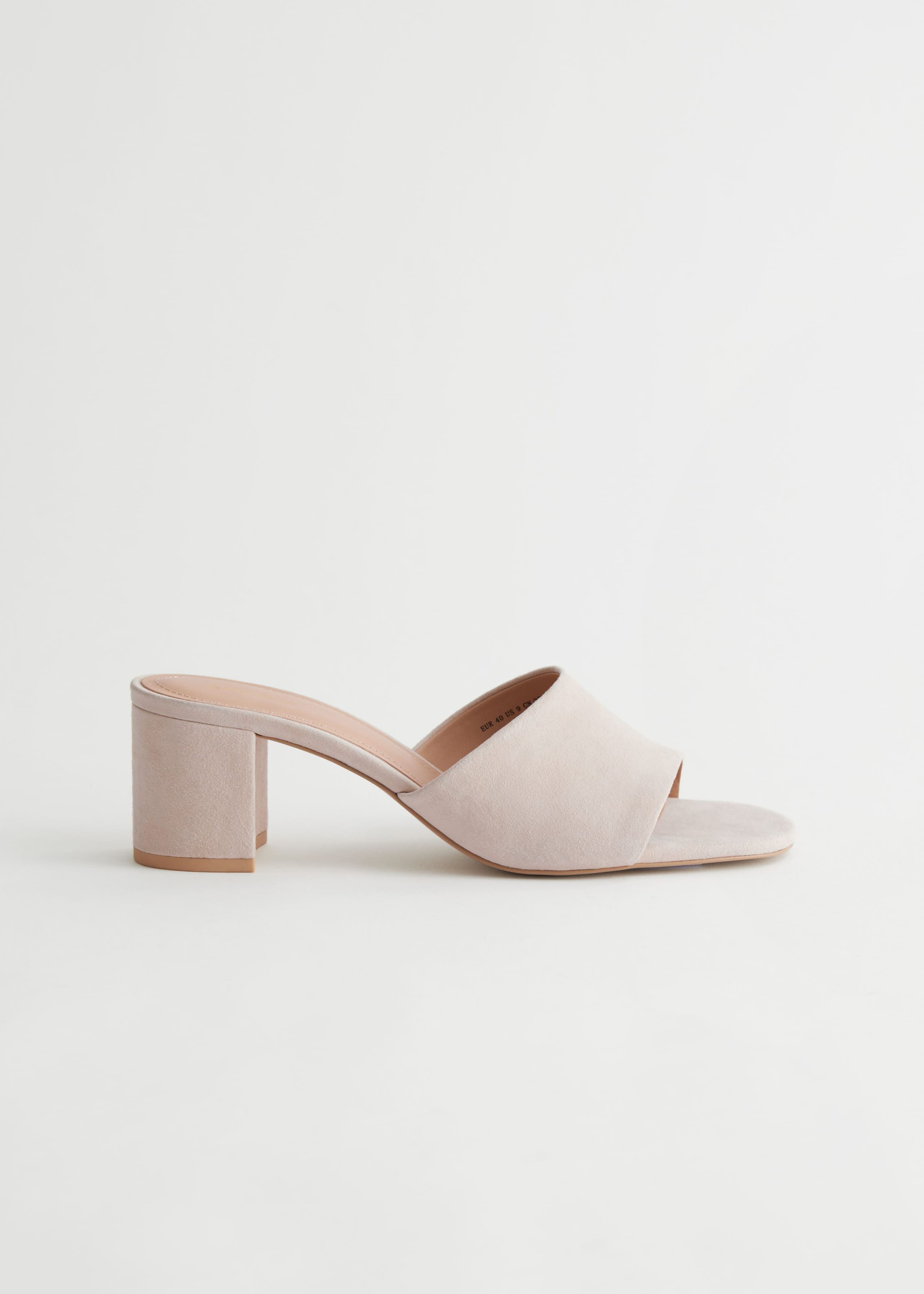 Image of Suede Block Heel Mule Sandals