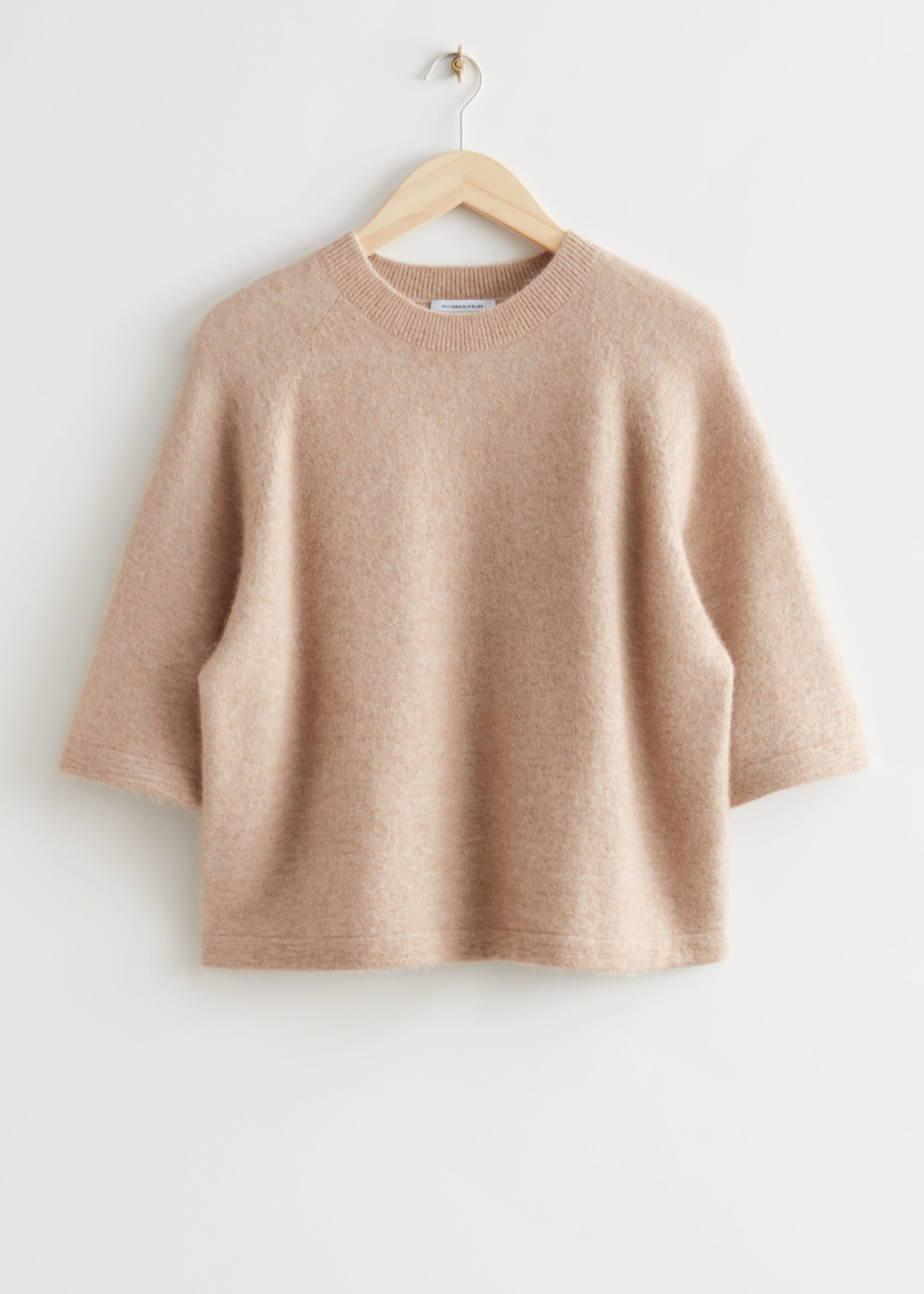 Camiseta cuadrada en punto de alpaca - Azul claro jaspeado - Bodegón