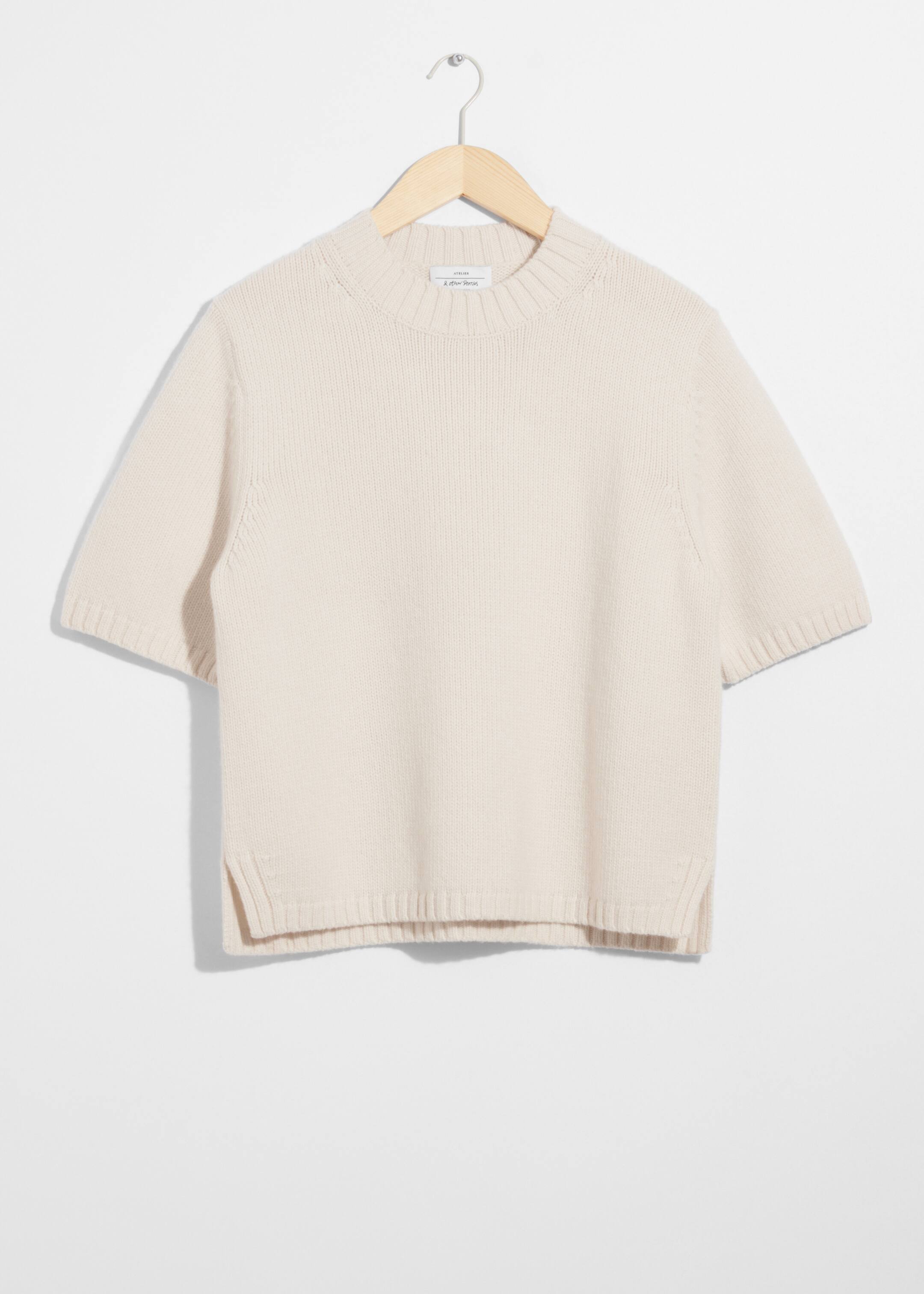 Grösseres Bild ansehen: Strick-T-Shirt aus Kaschmir-Mix - Creme - DAMEN | H&M CH 1
