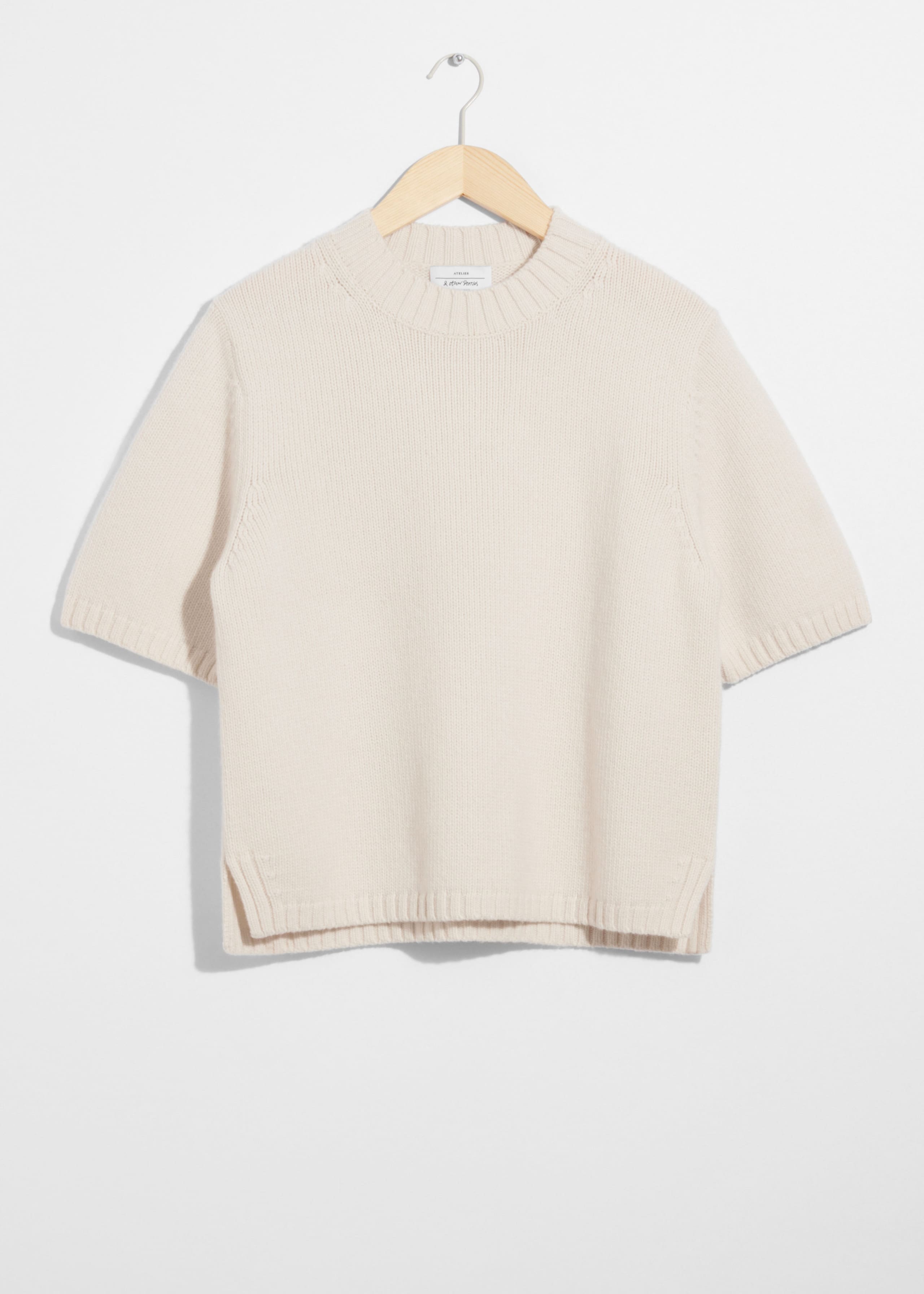 Cashmere-Blend Knit T-Shirt - Cream - Still Life