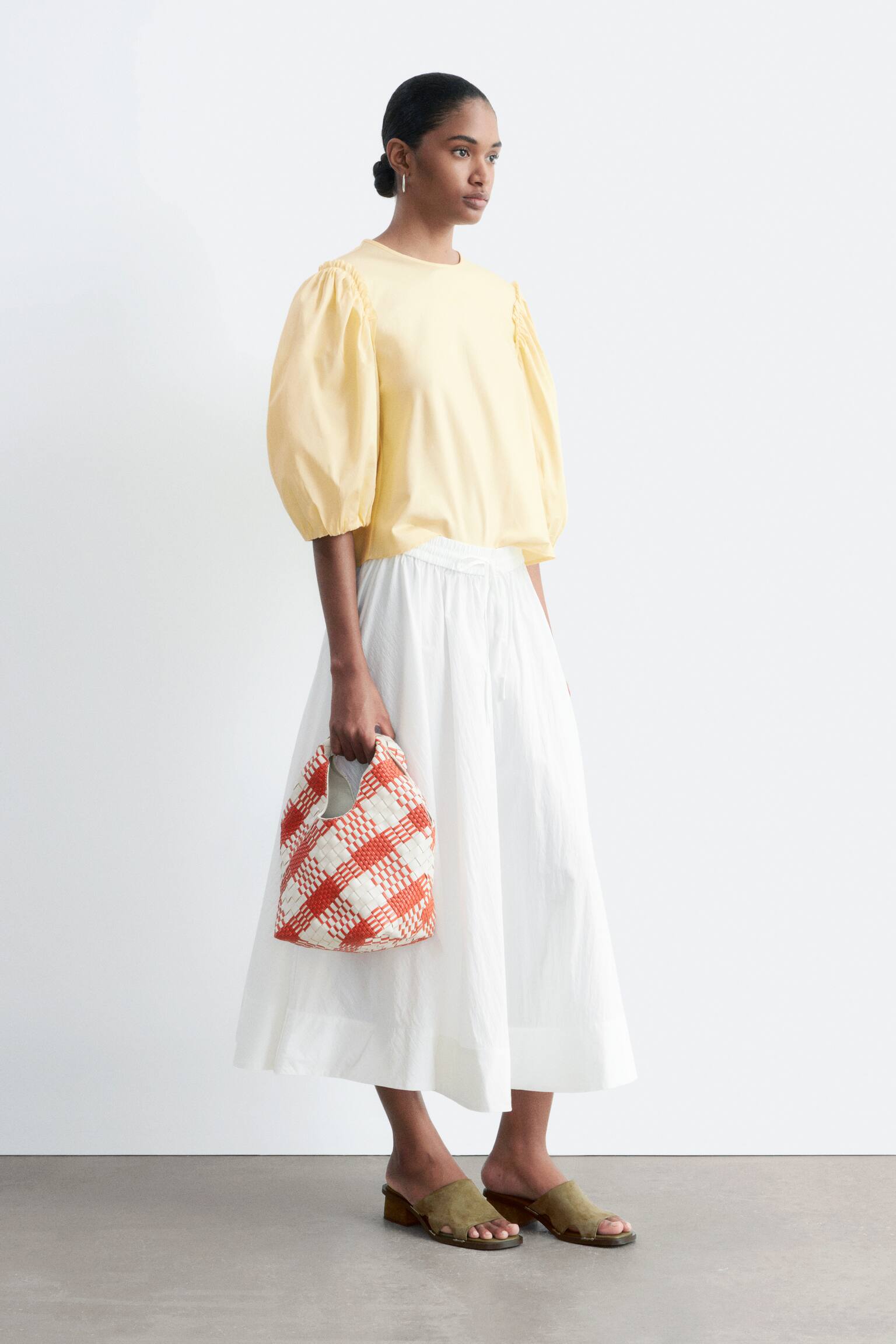 Balloon-Sleeve Jacquard Blouse - 5