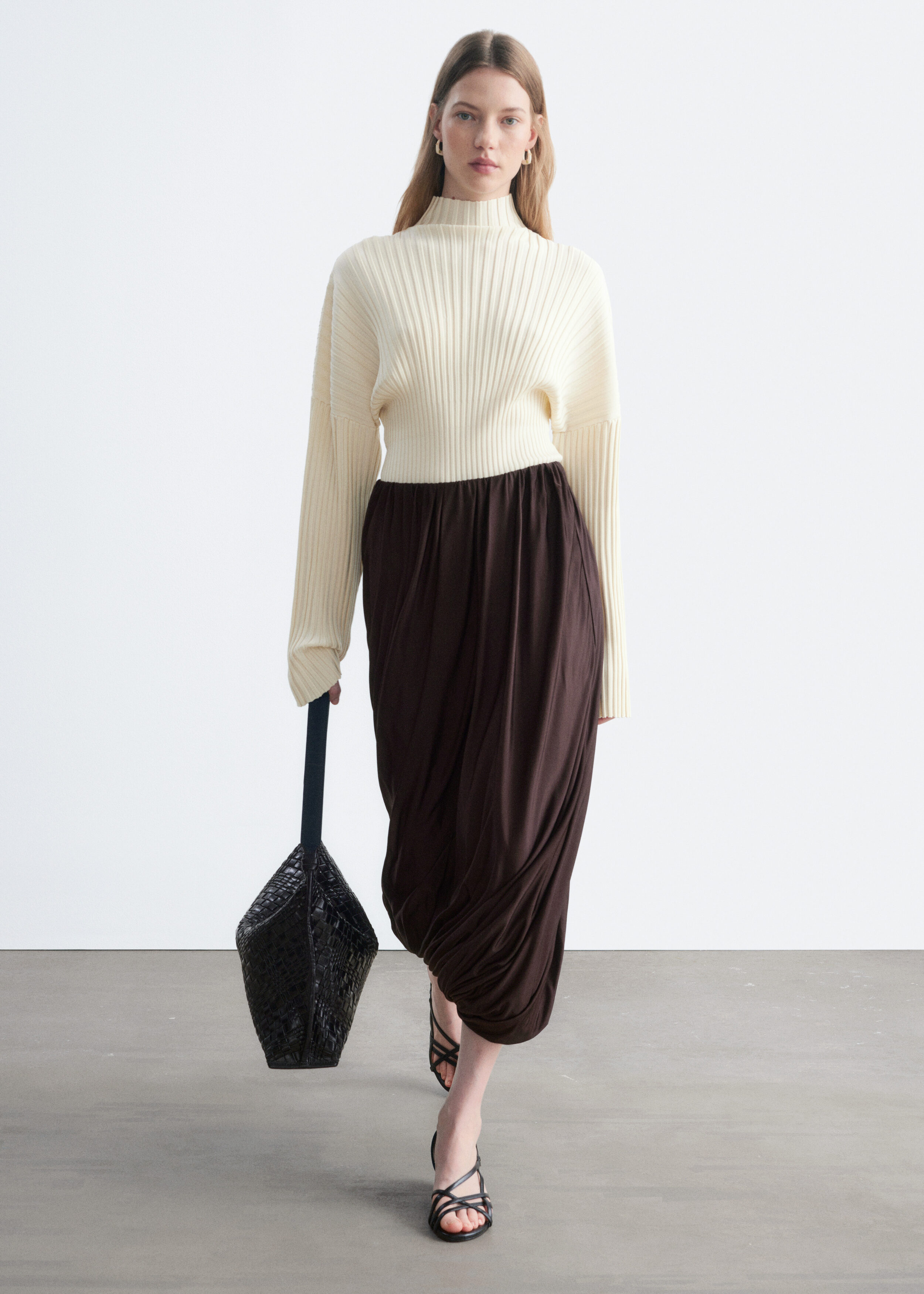 Twisted Drape Balloon Skirt - Dark Brown - & Other Stories US