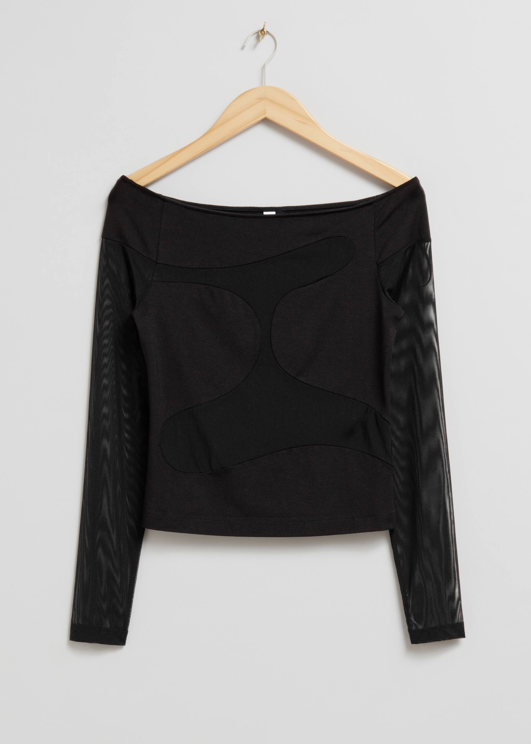 Visa större bild: Off shoulder-topp i mesh - Svart - DAM | H&M SE 1