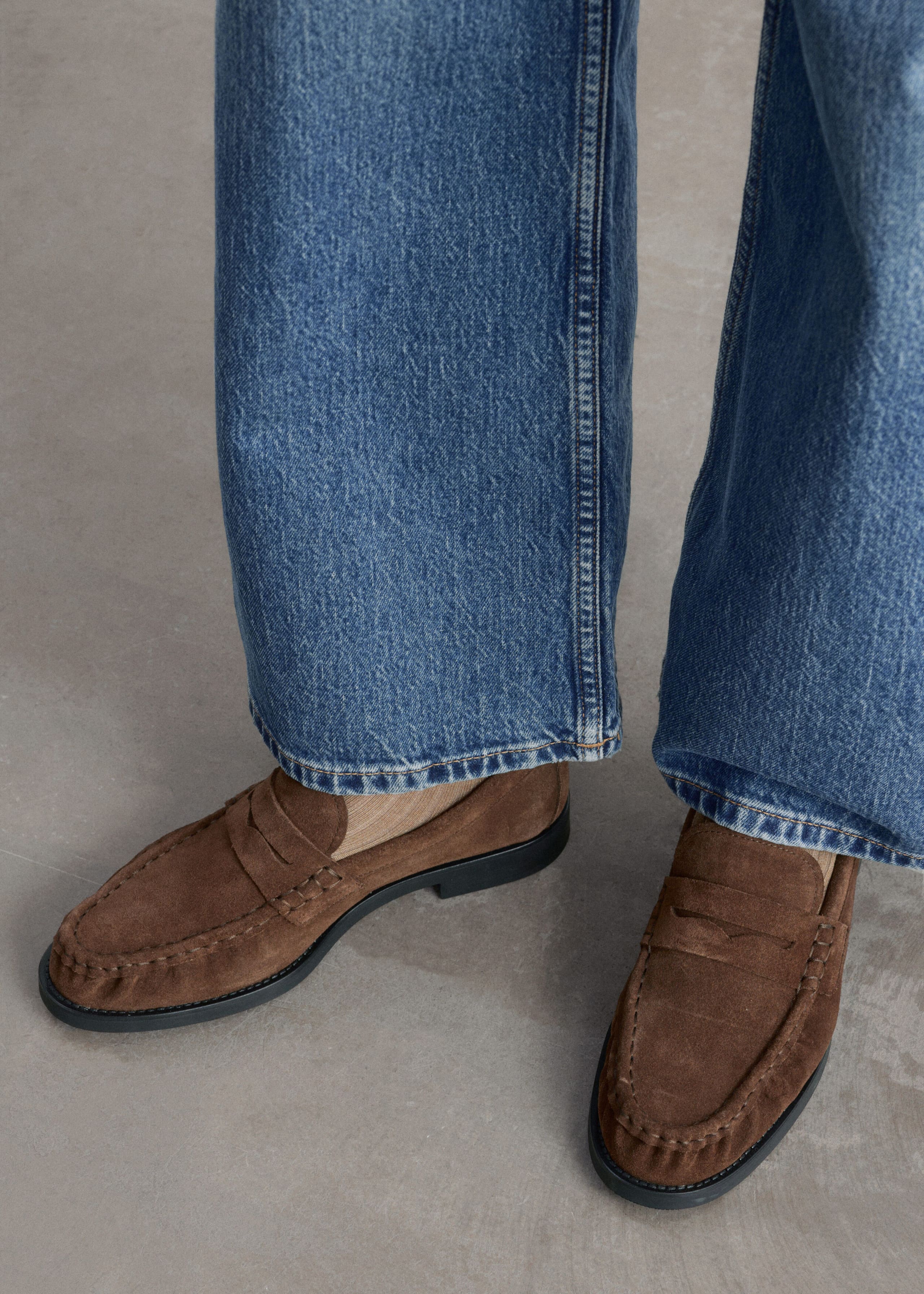 Split Suede Penny Loafers - Dark Brown - Still Life