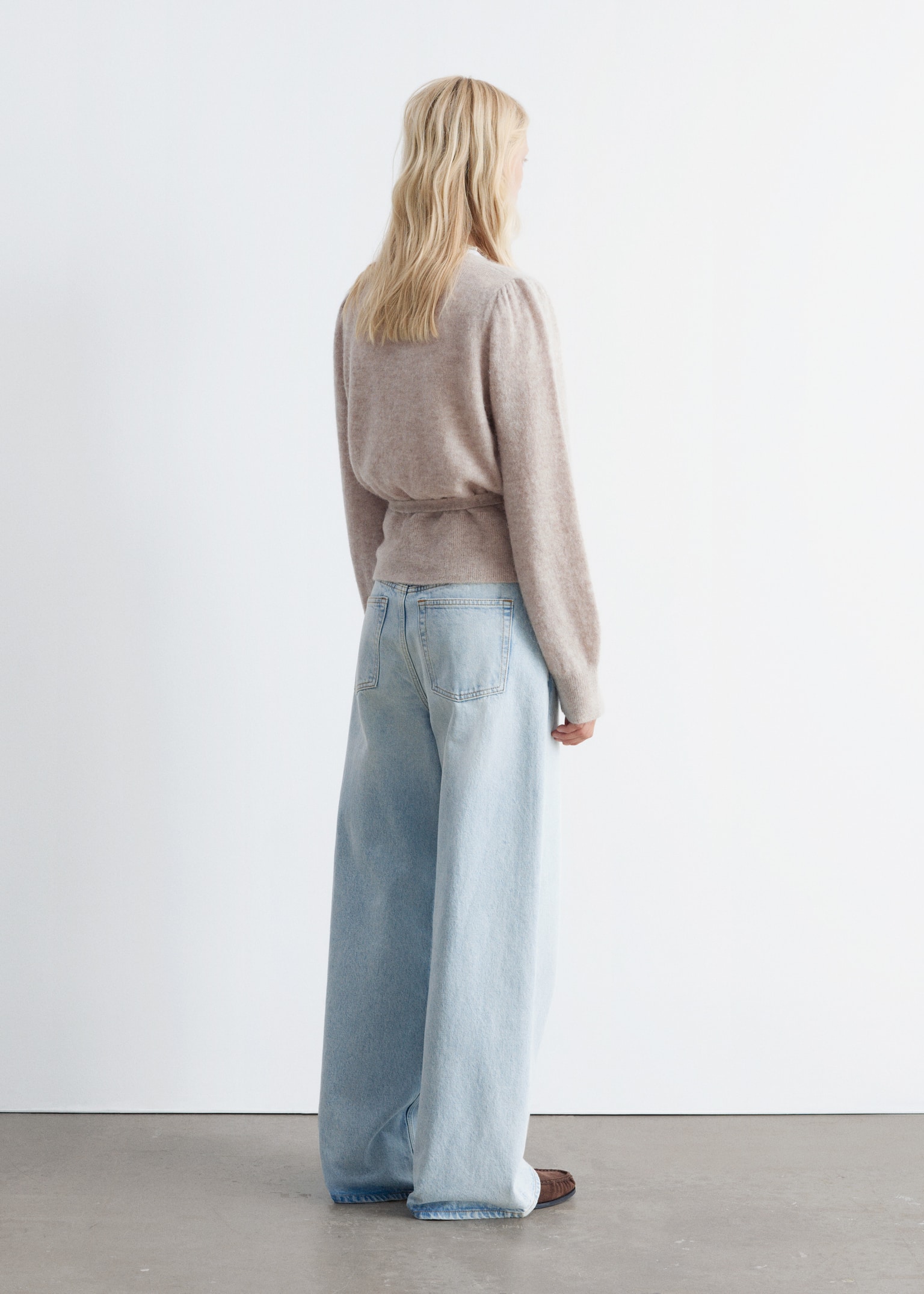 Mohair-Blend Knitted Wrap Cardigan - Beige/Dusty Pink/Petrol Blue/Plum/Beige - 6