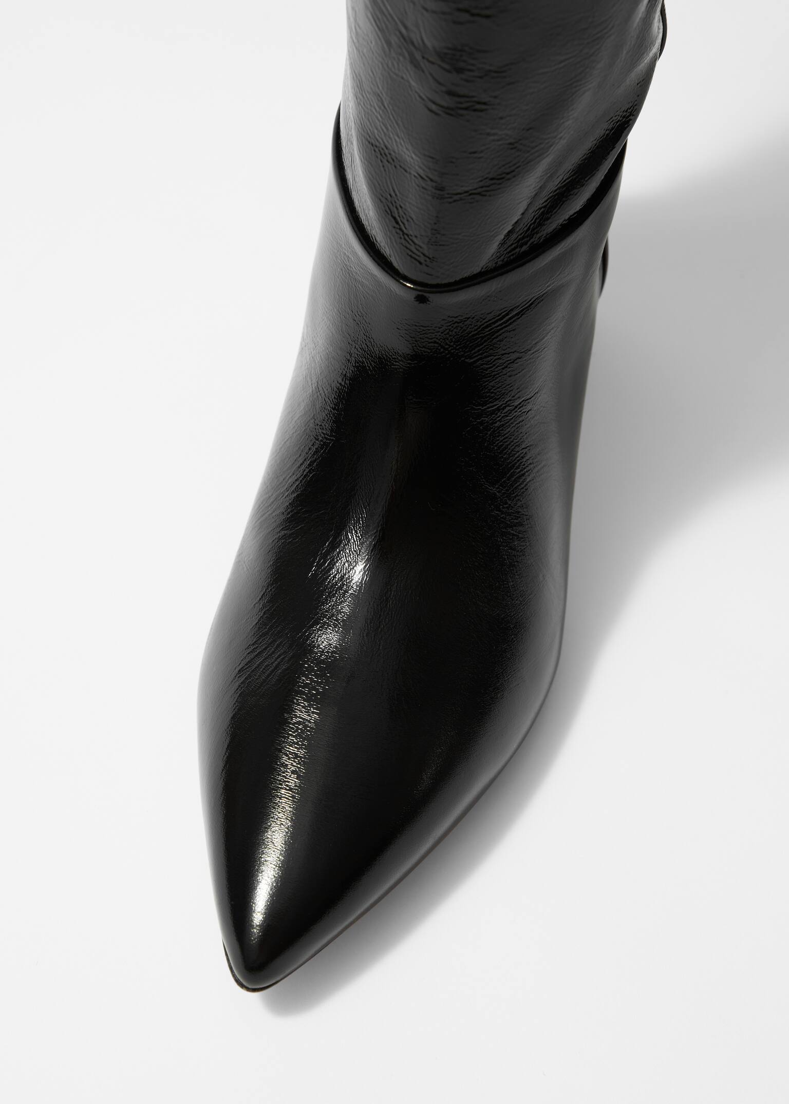 Bottes hauteur genou à bouts pointus - Cuir verni noir - 2