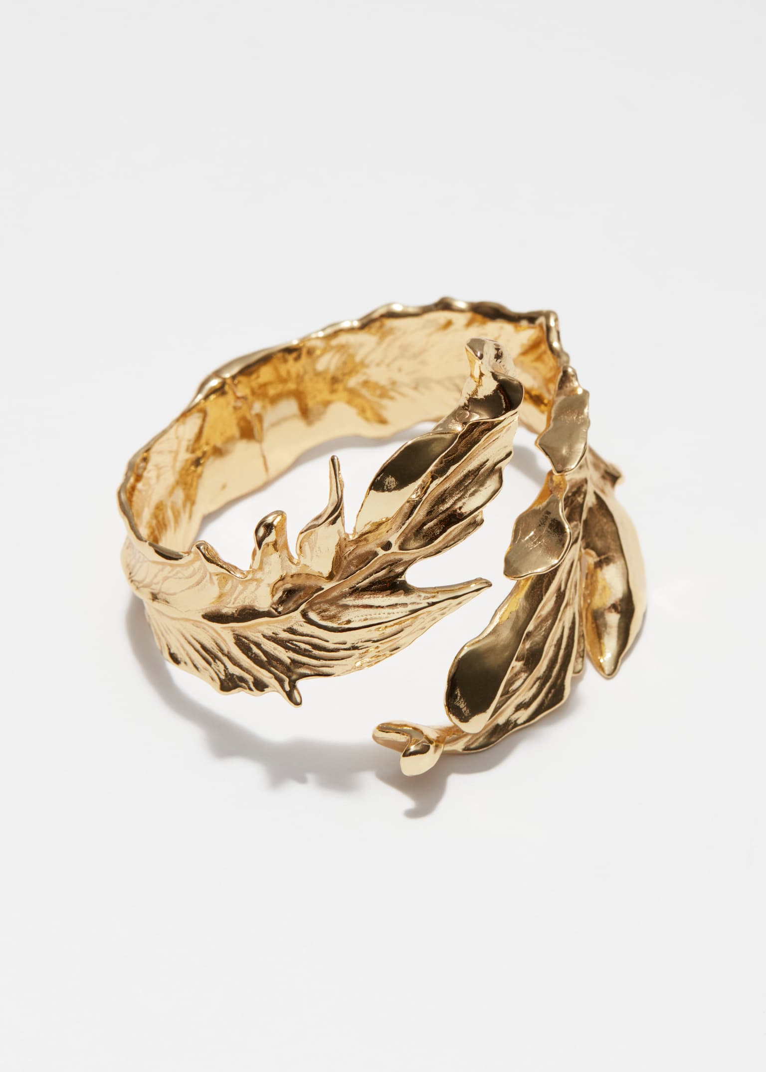 Bracelet manchette enroulé de feuilles - Doré