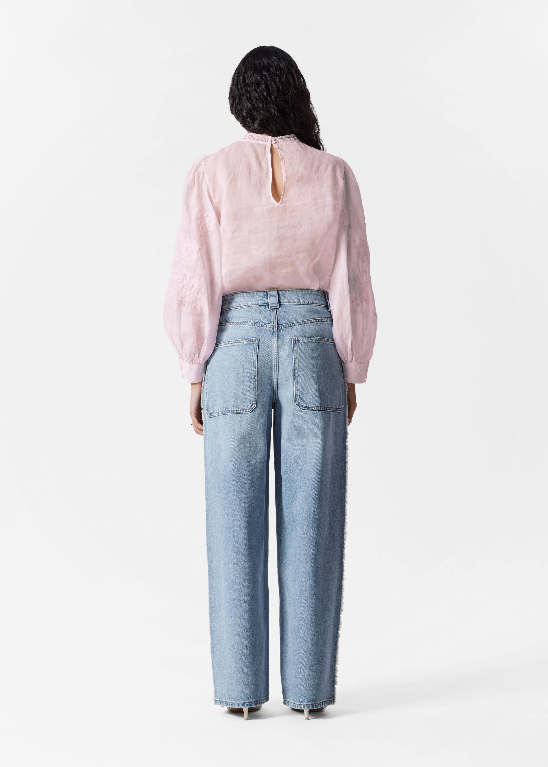 Zobrazit větší obrázek: Embroidered Ramie Blouse - Světle růžová - ŽENY | H&M CZ 4