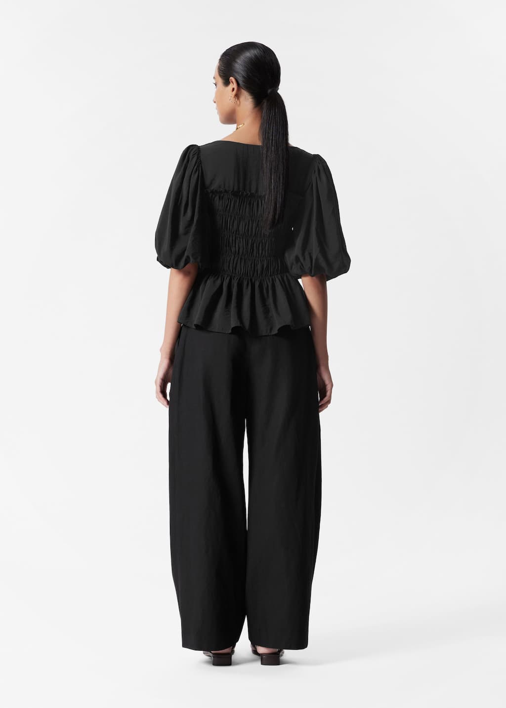 Image of Smocked Puff-Sleeve Blouse