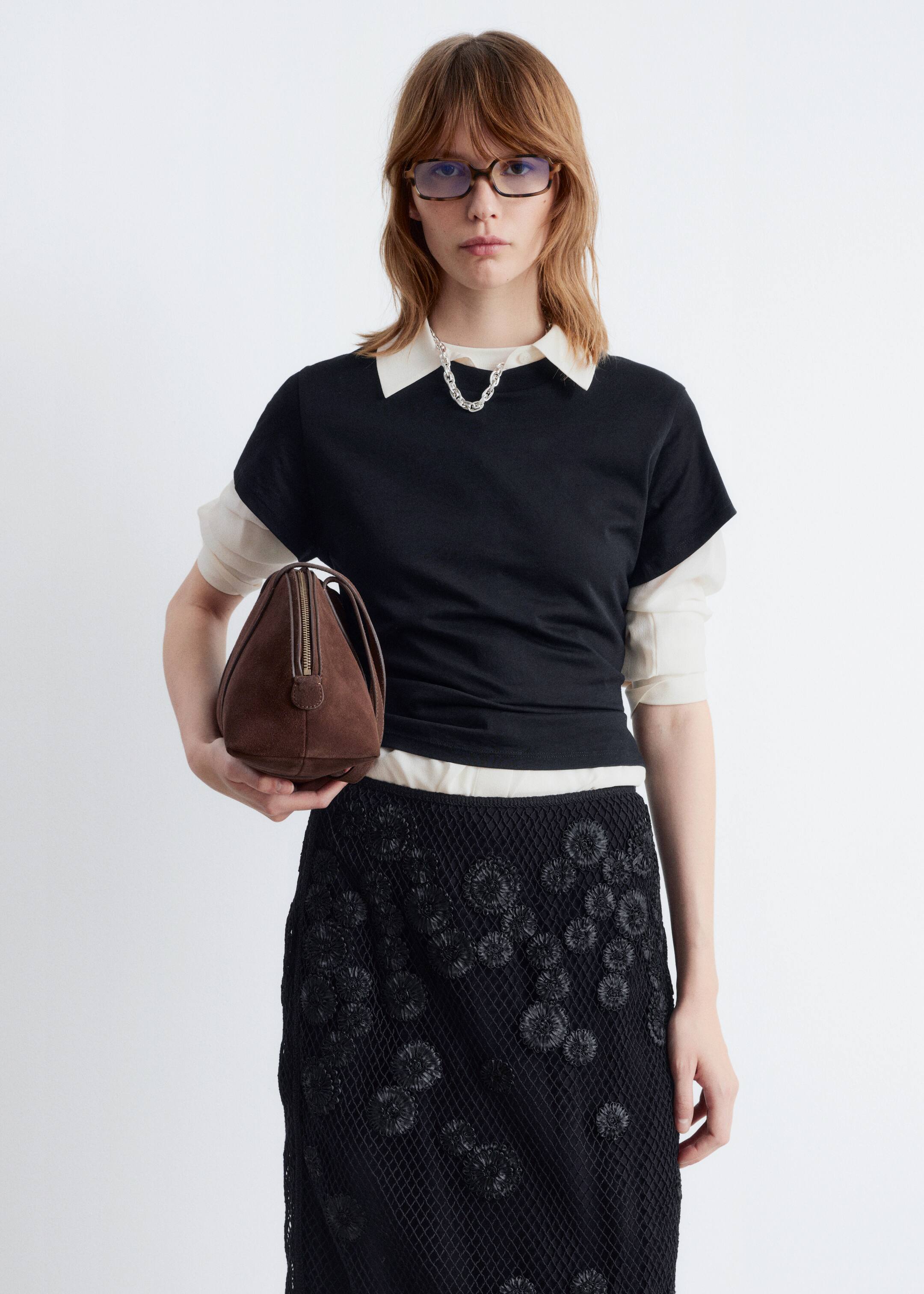 Visualizza immagine più grande: Gonna midi in rete con applicazioni floreali - Nero - DONNA | H&M IT 4