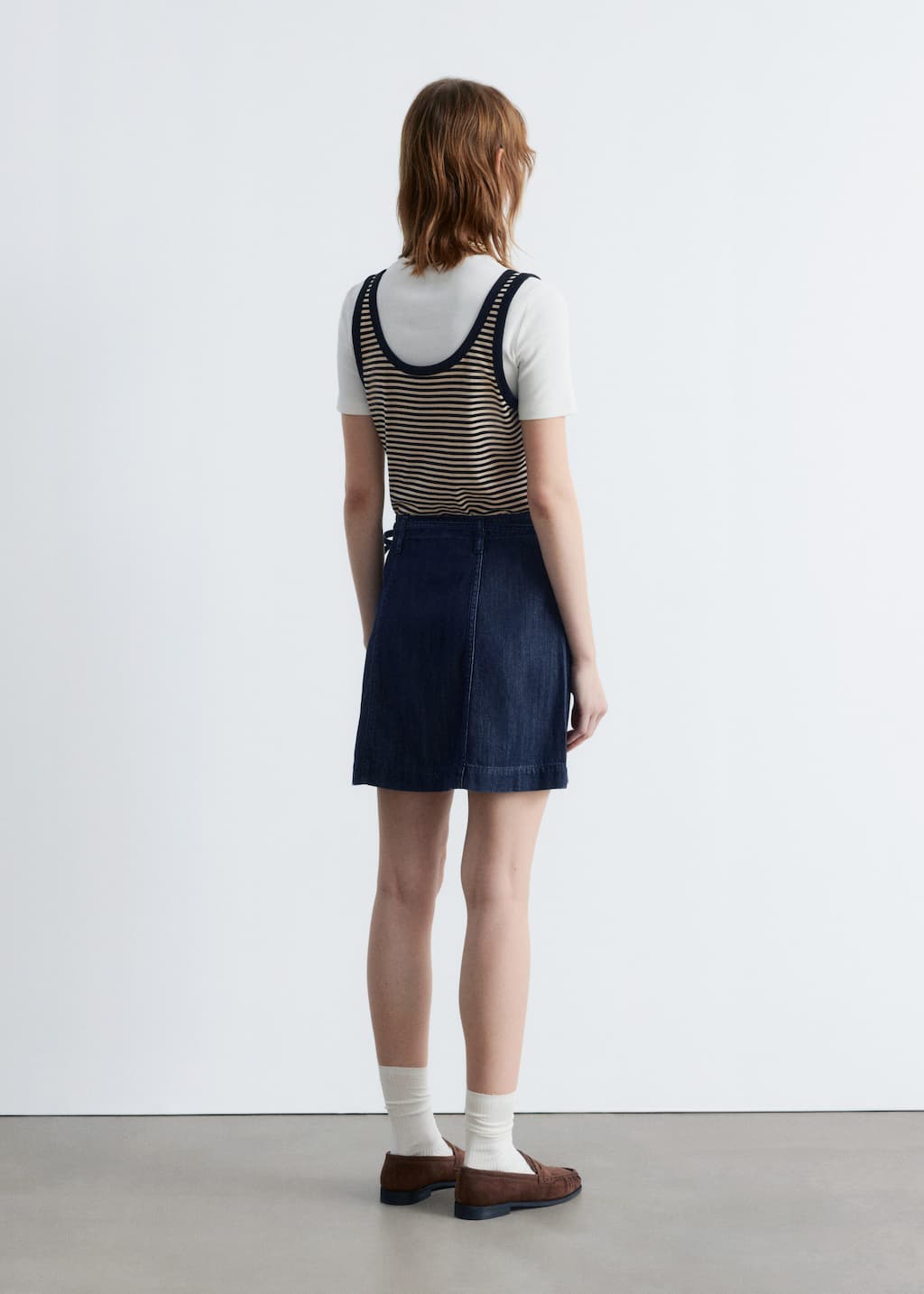 Image of Tie-Detail Denim Mini Skirt