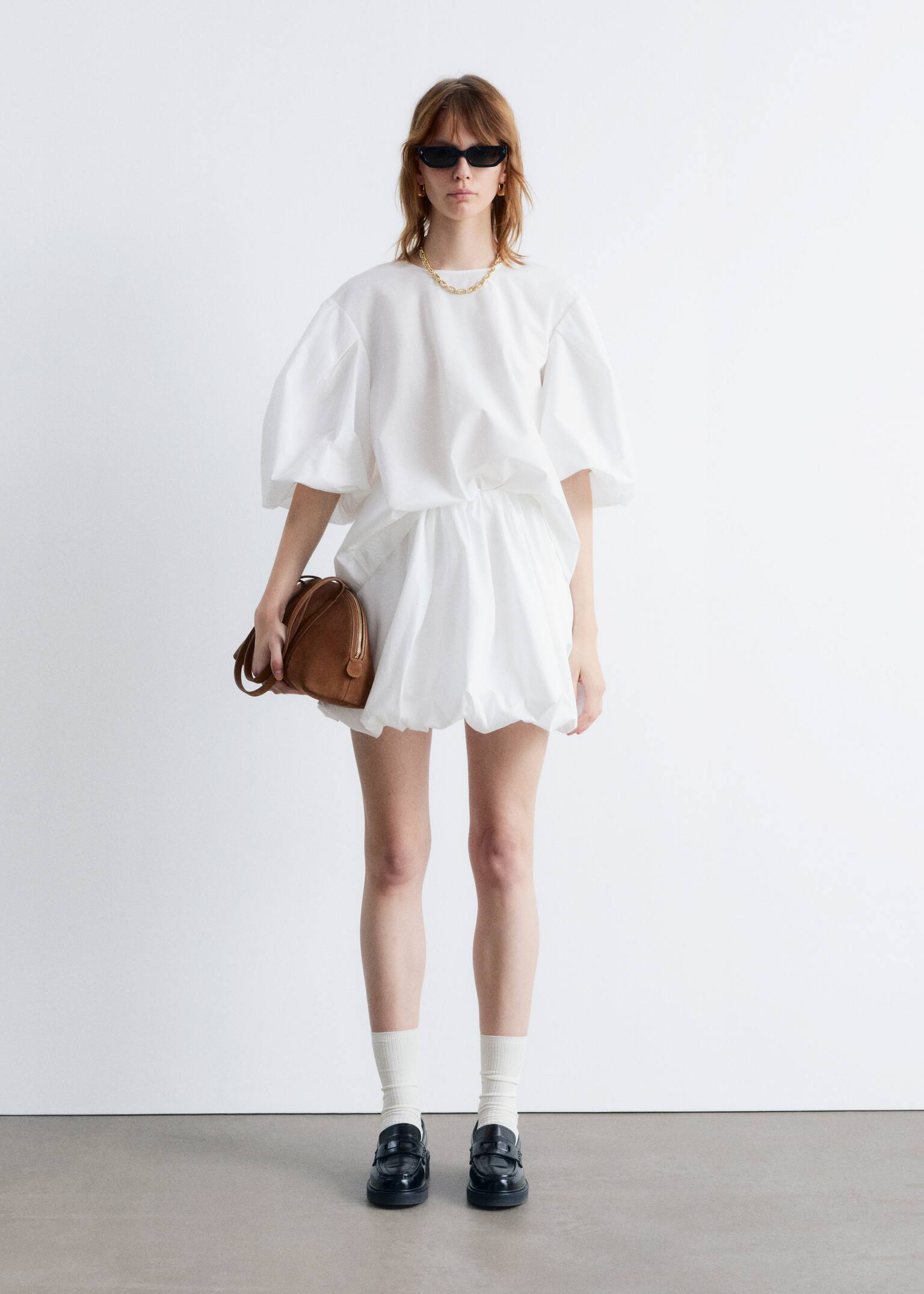 Bluse mit voluminösen Puffärmeln - Weiß - 5