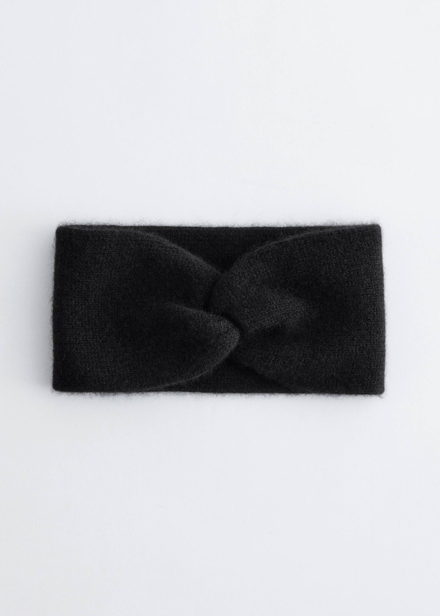 Twist-Front Cashmere Headband - Schwarz/Weiß