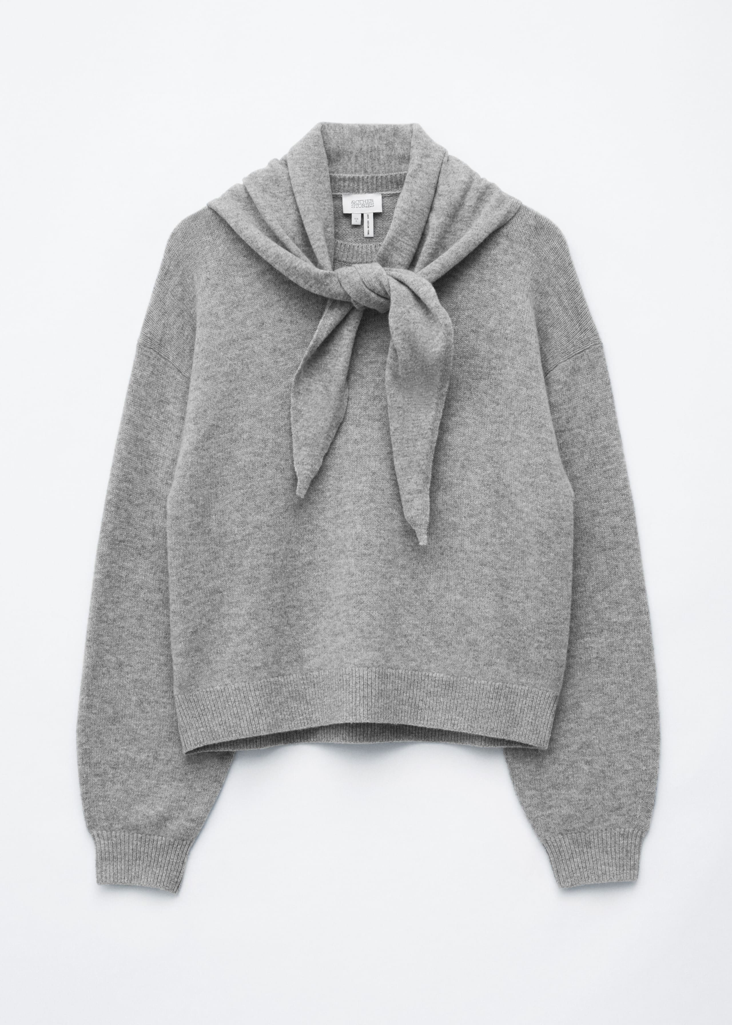 Merino Wool Scarf Neck Jumper - Grey - Still Life