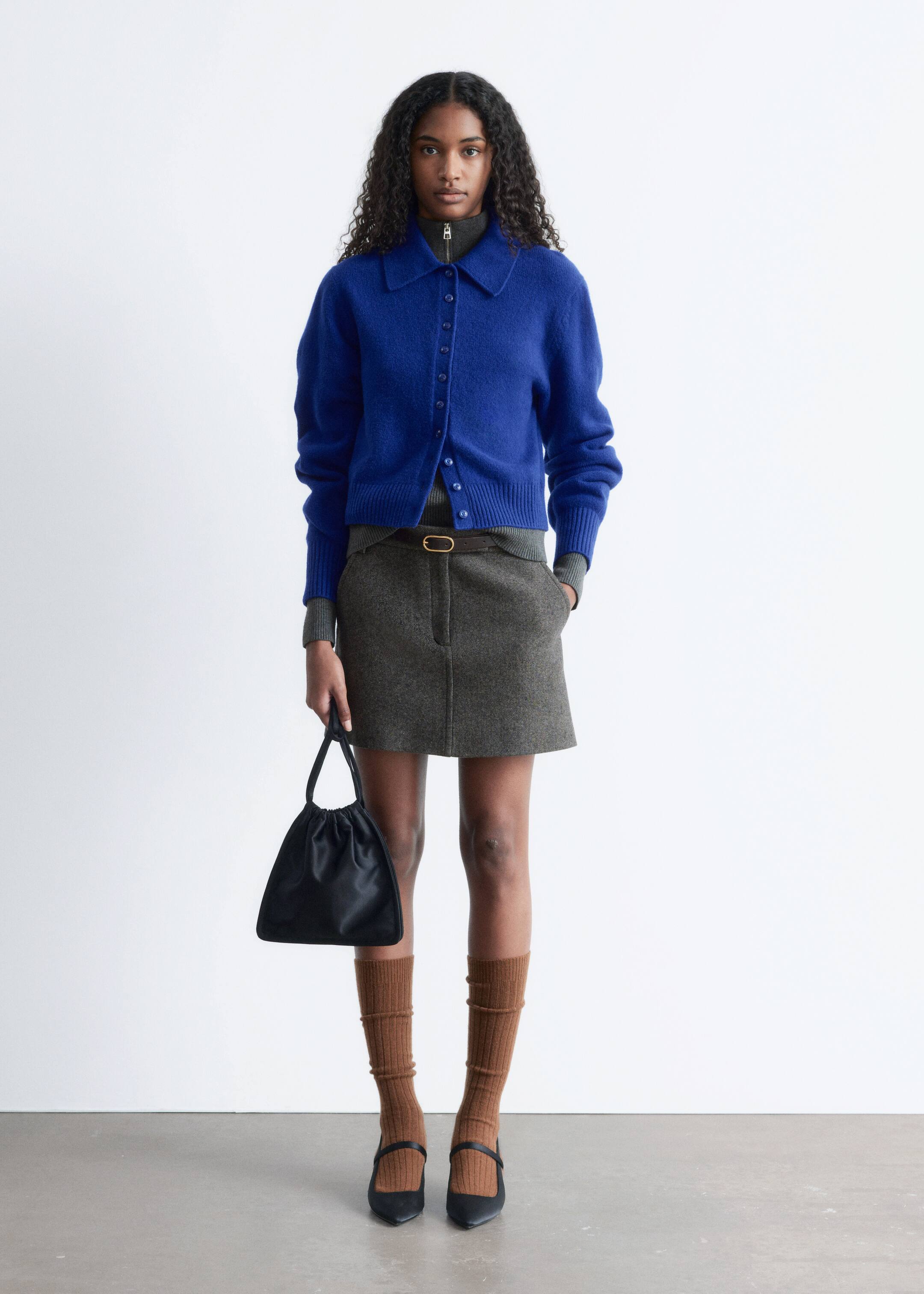 Προβολή μεγαλύτερης εικόνας: Πλεκτή Ζακέτα με Γιακά - Φωτεινό μπλε - Ladies | H&M GR 1