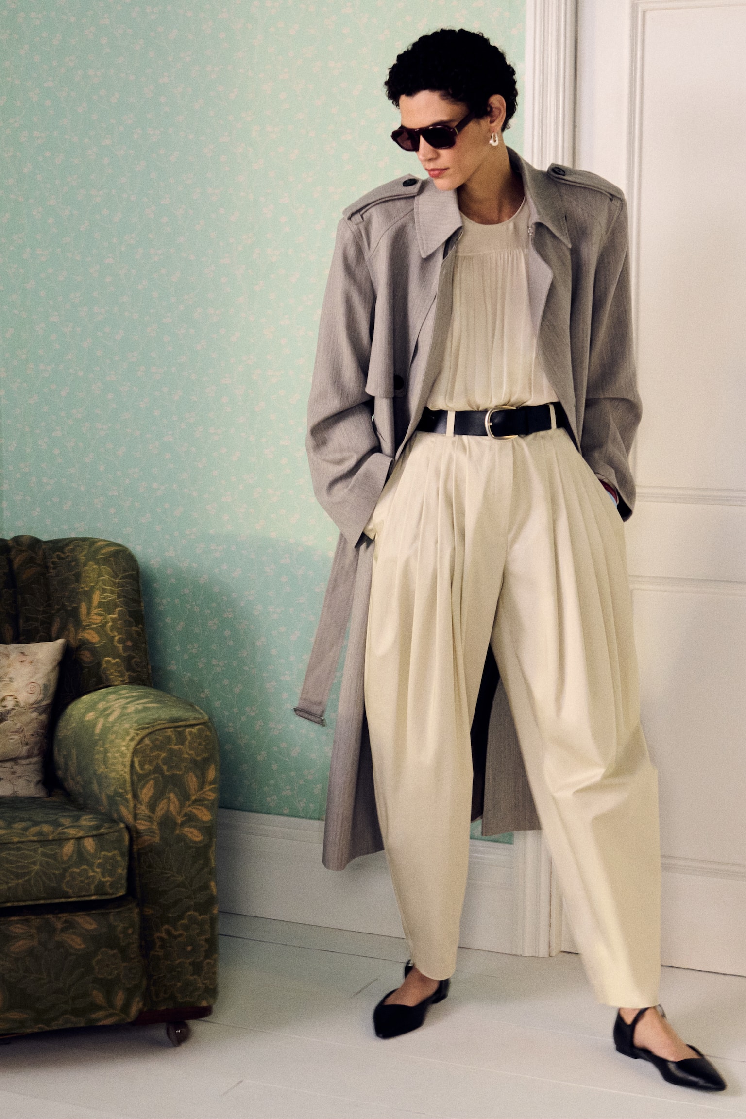 Pantaloni barrel a pieghe - Bianco sporco - 3