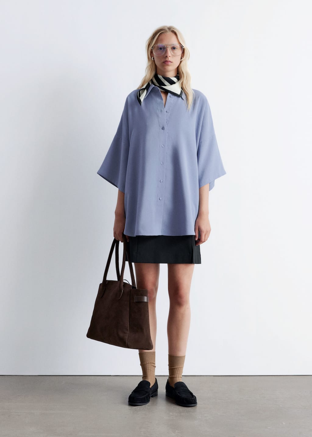 Image of Oversized Quarter-Sleeve Shirt