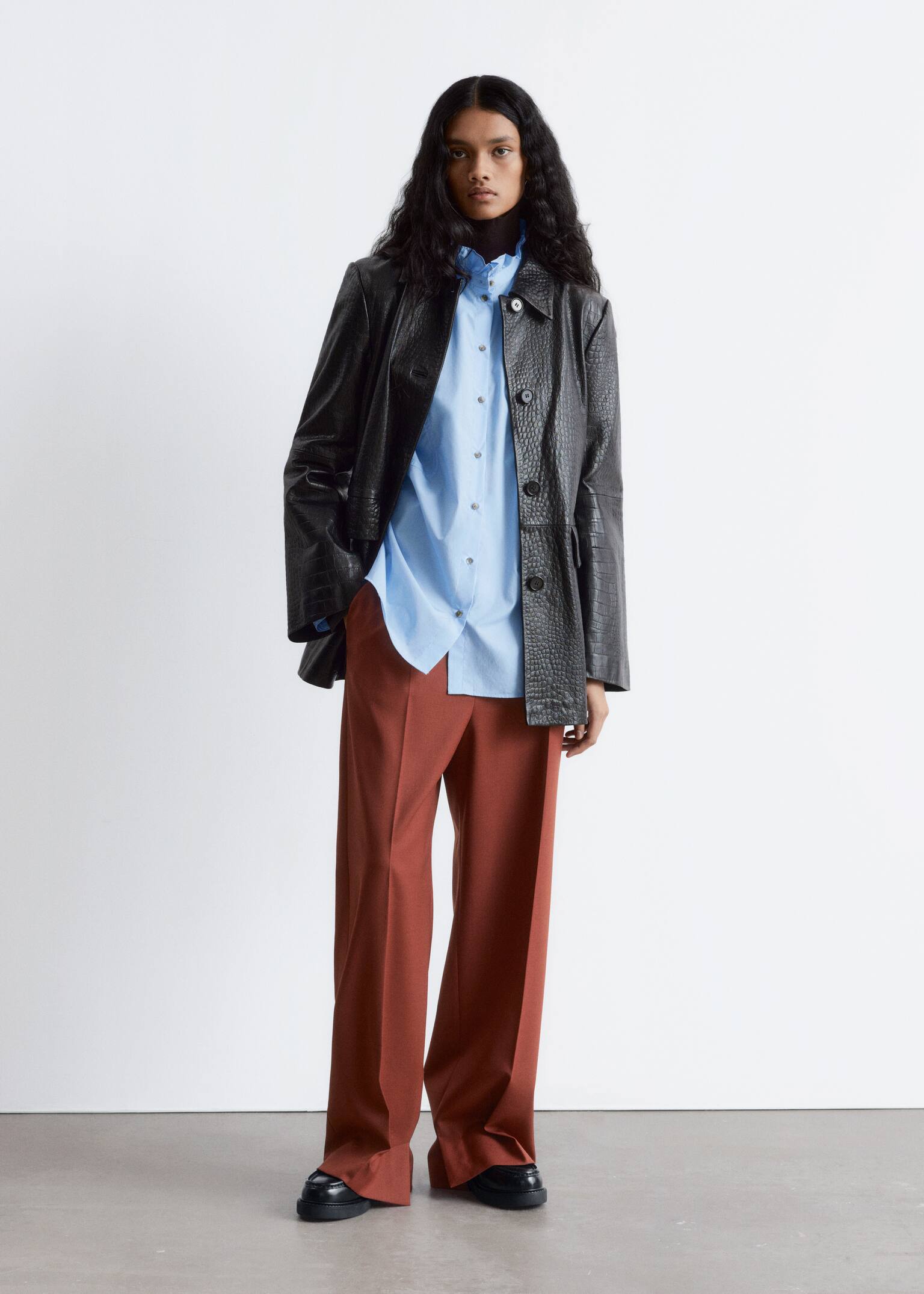 Wool Press-Crease Trousers - Rust Brown