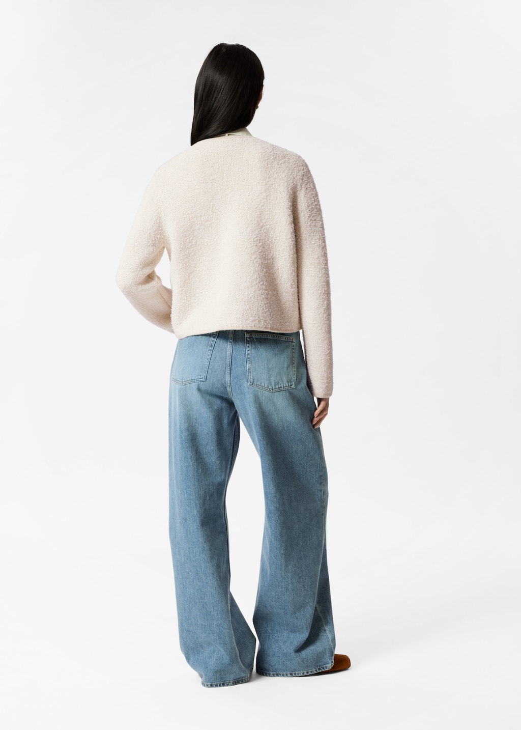 Textured Glitter Cardigan - White - Lookbook