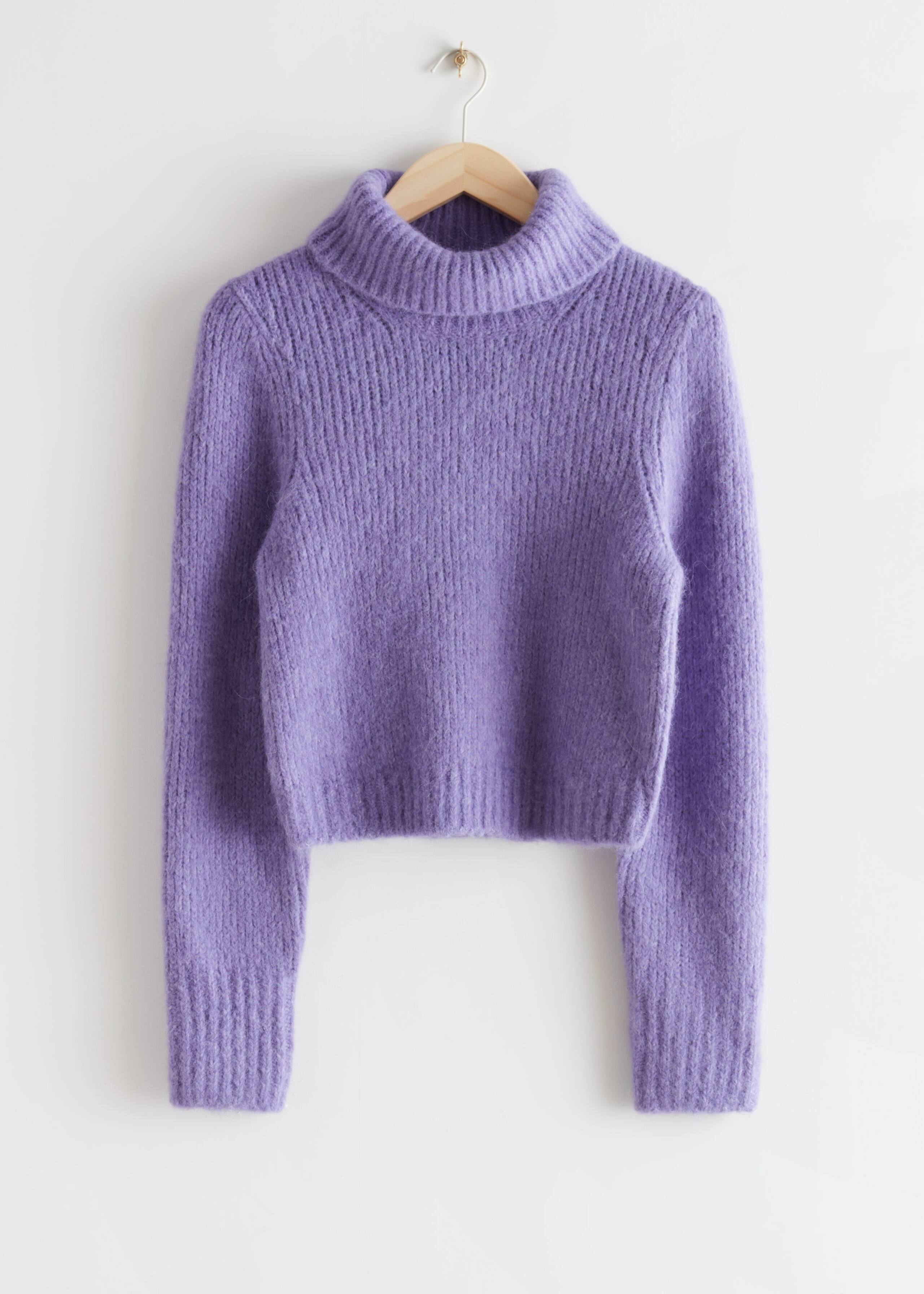 Cropped Turtleneck Sweater - Purple - Bodegón