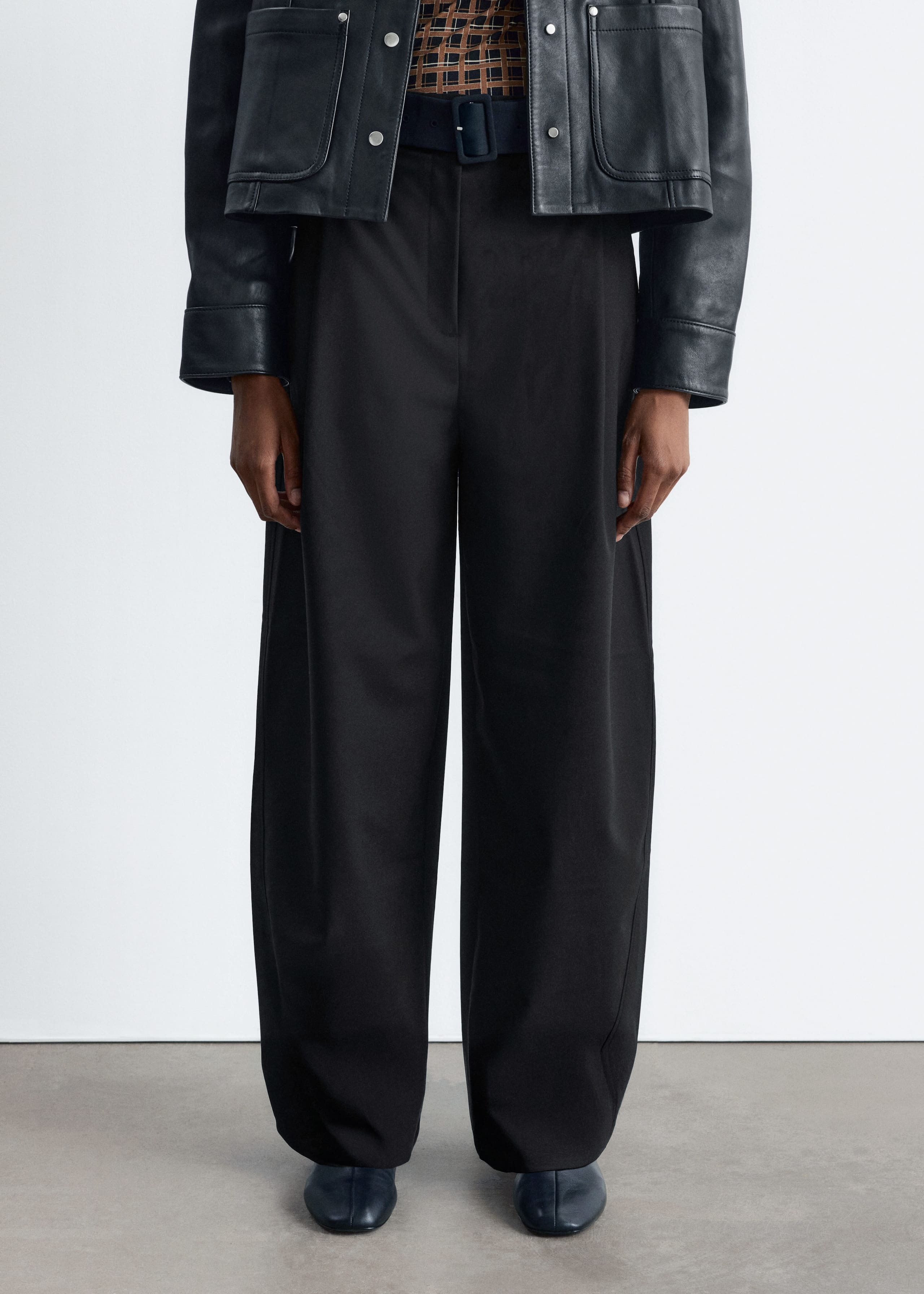 Image of Tailored Barrel-Leg Trousers