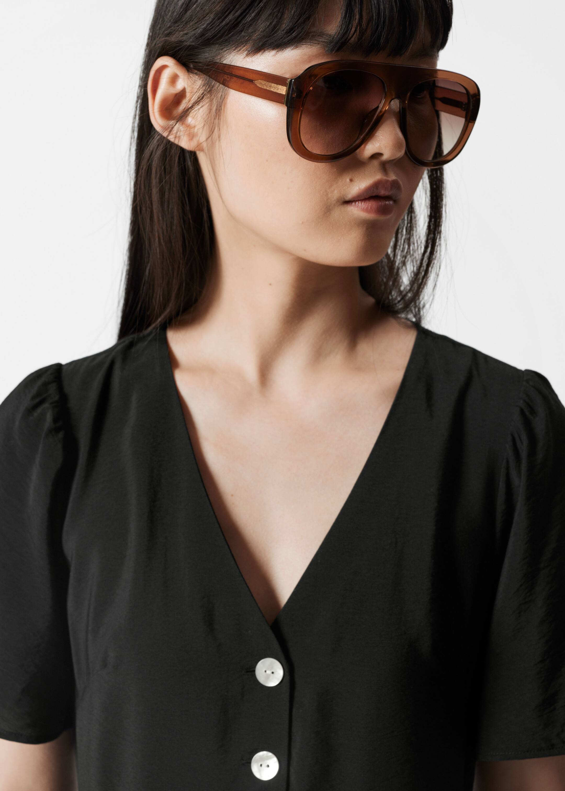 Ver imagen más grande: Vestido midi con escote en pico - Negro - MUJER | H&M ES 4