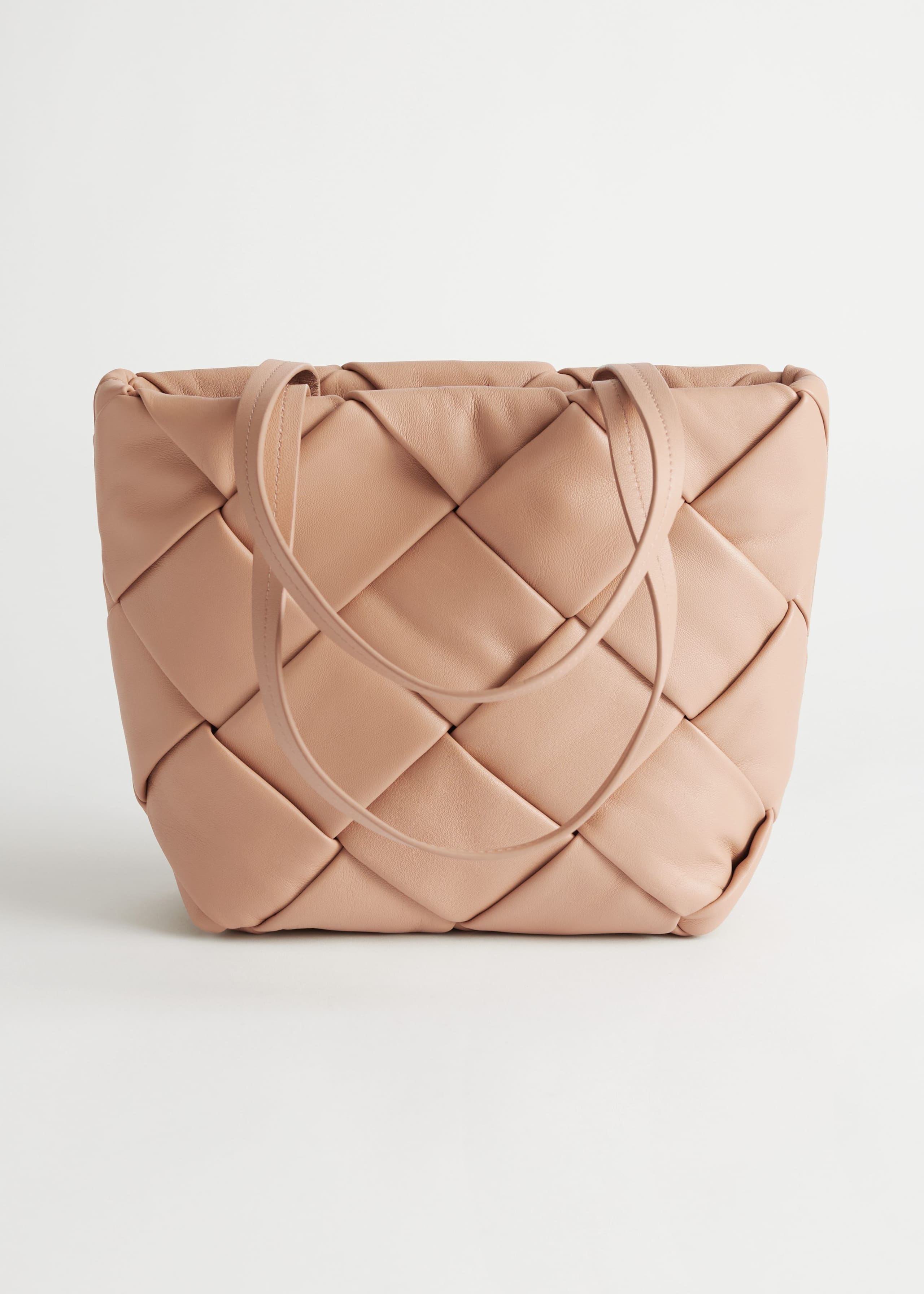 Braided Leather Tote Bag - Beige - Stillleben