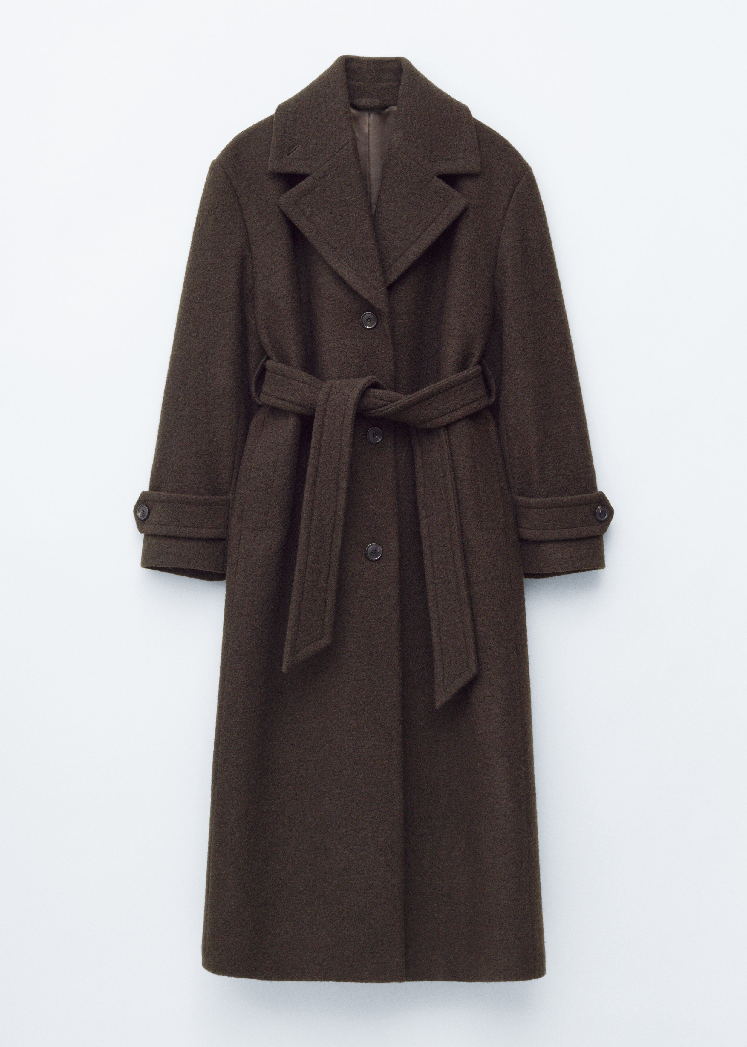 long coat with tie belt