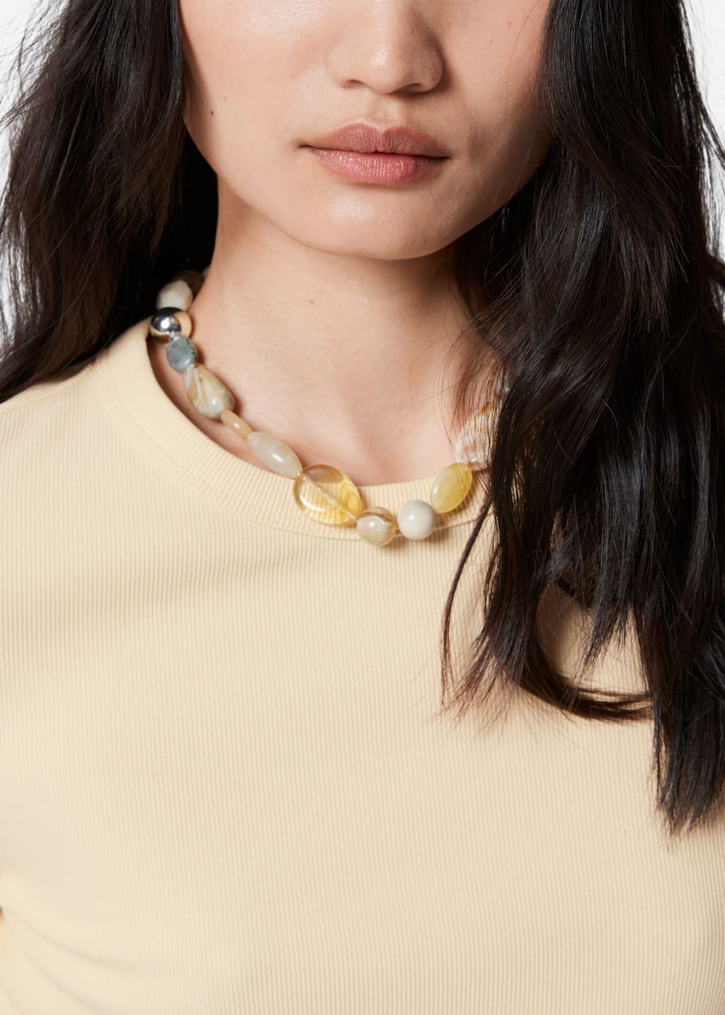 Collana con pietre irregolari - Verde/Oro - Lookbook