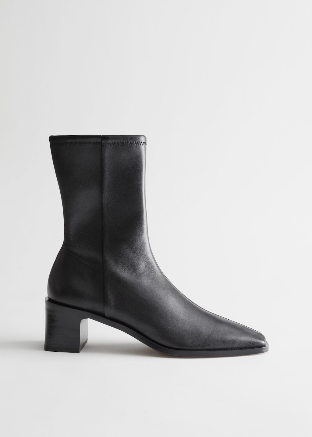 Squared Toe Leather Sock Boots