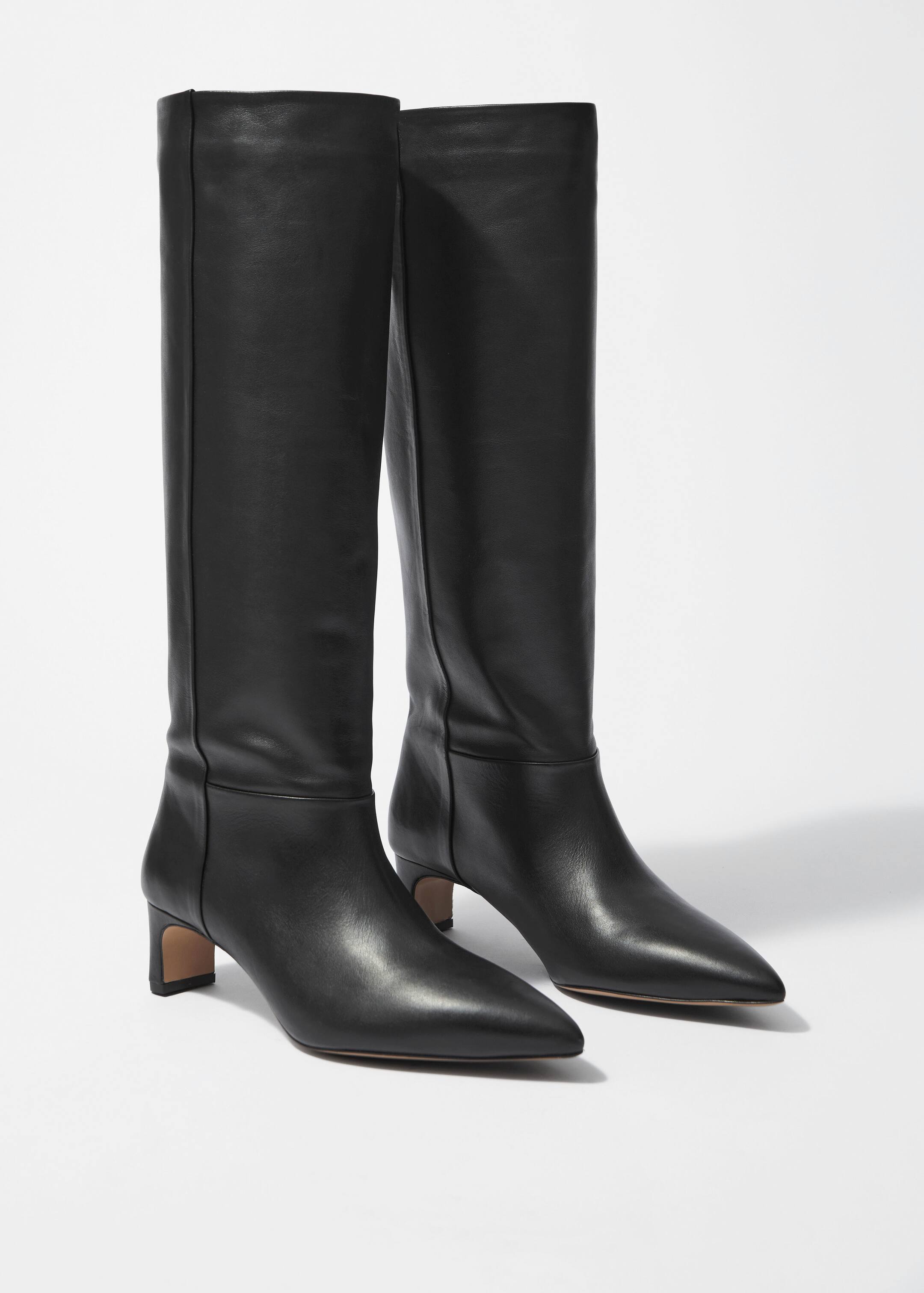 View larger image: Pointed-Toe Knee-High Boots - Black nappa - Ladies | H&M GB 2
