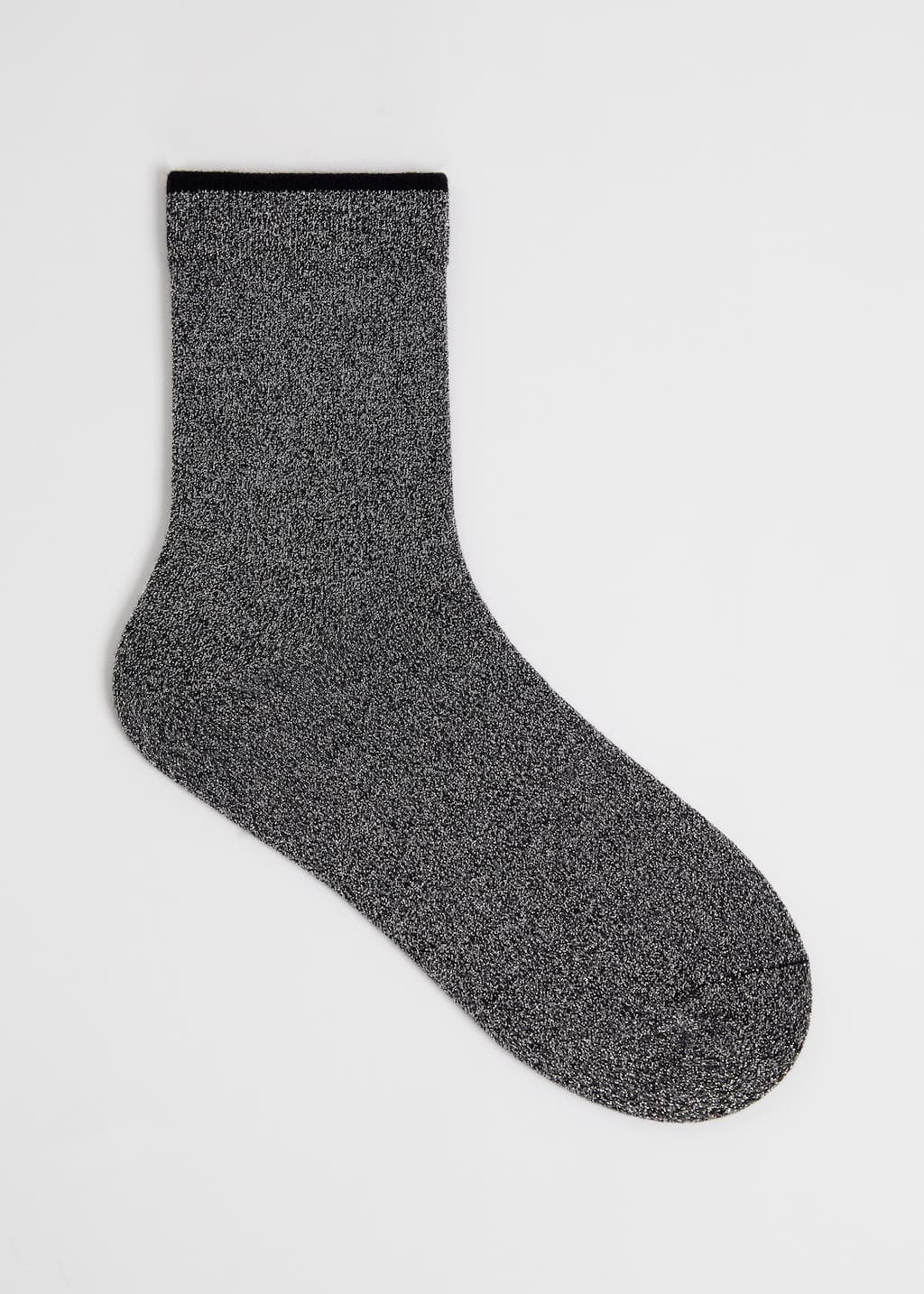 Silver Glitter Ankle Socks - Black/Silver - Still Life
