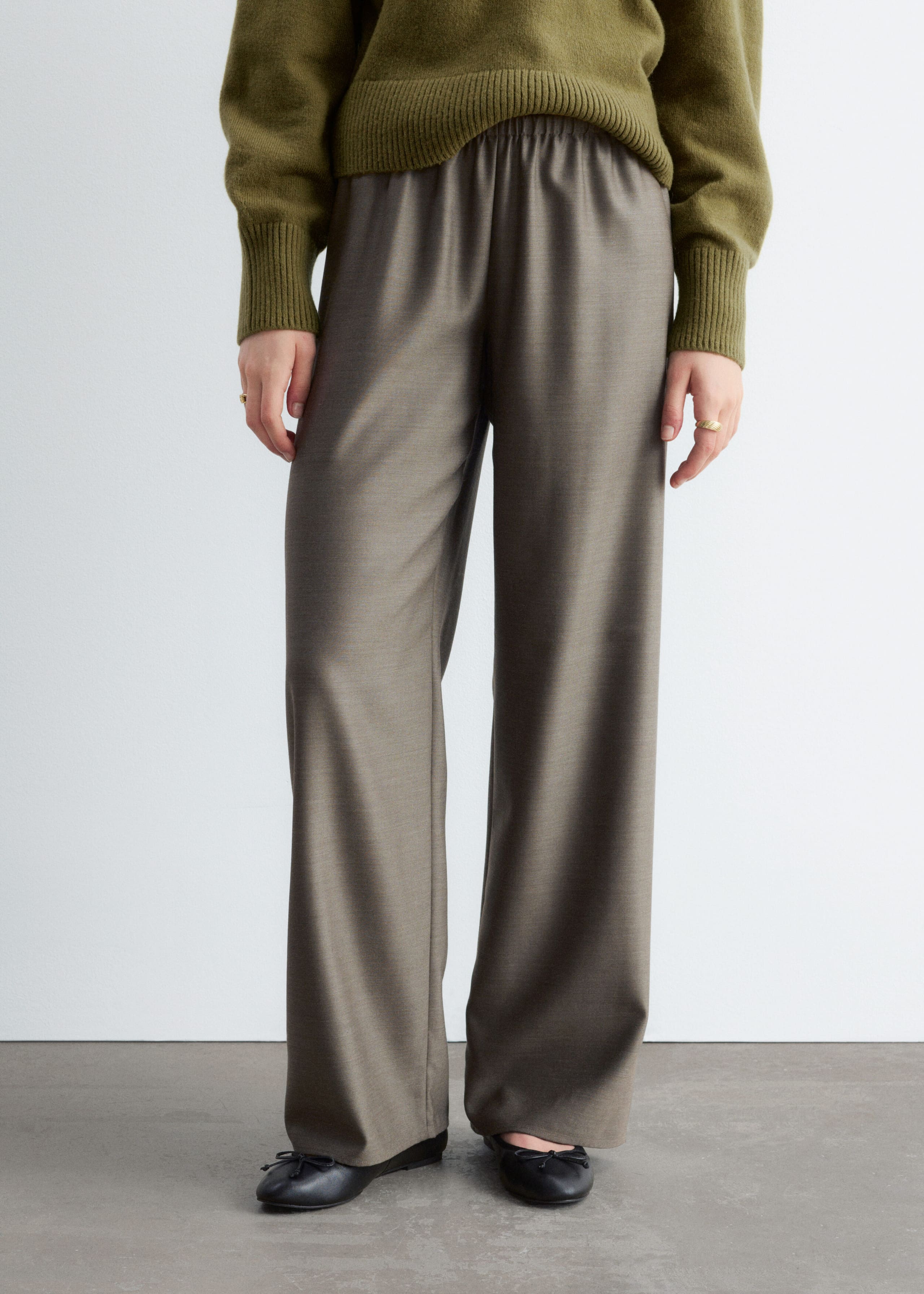 Pull-On Wool Trousers - Dark Mole - Lookbook