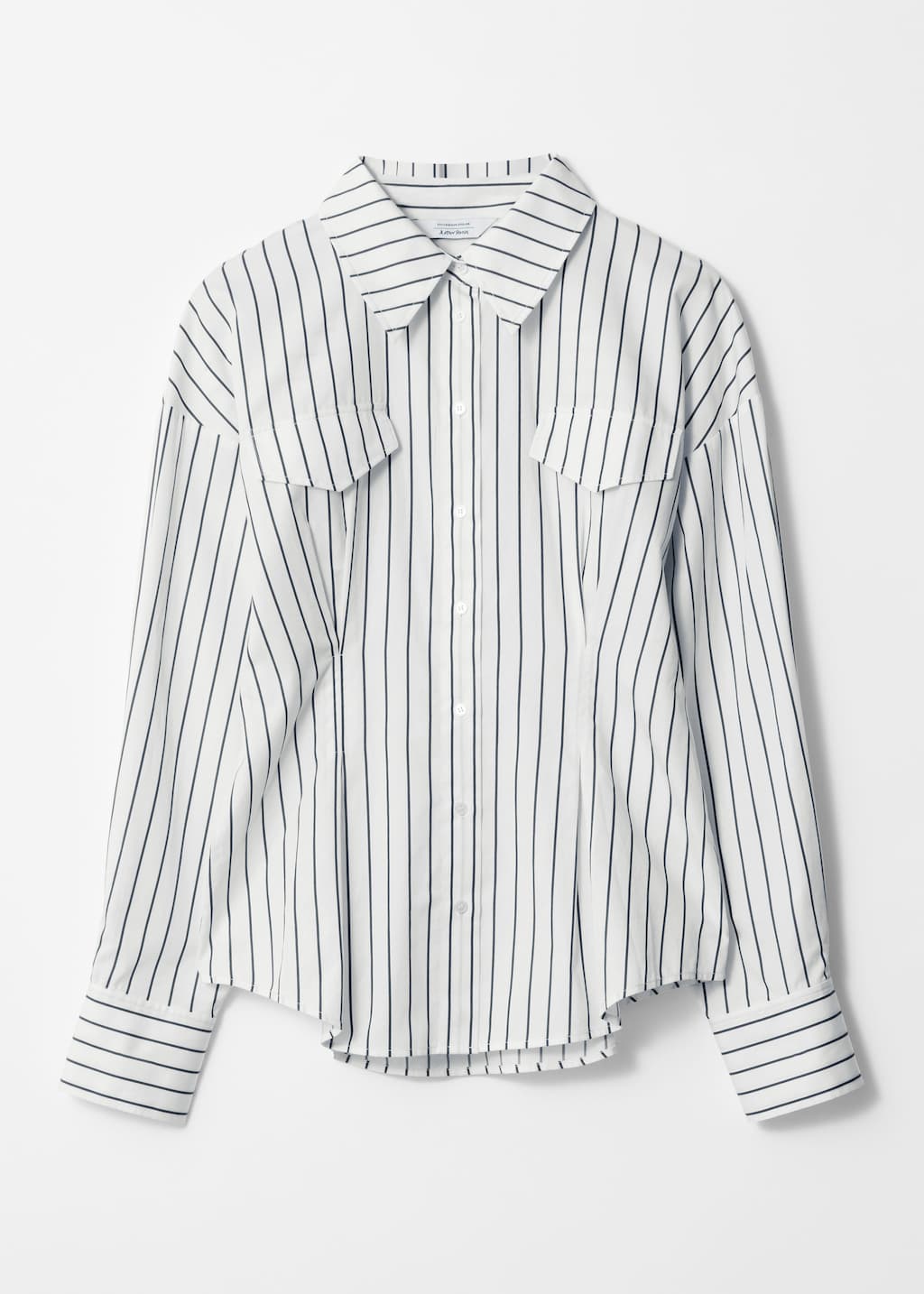Camicia in cotone con tasche con patta - Bianco con motivo gessato - Natura morta