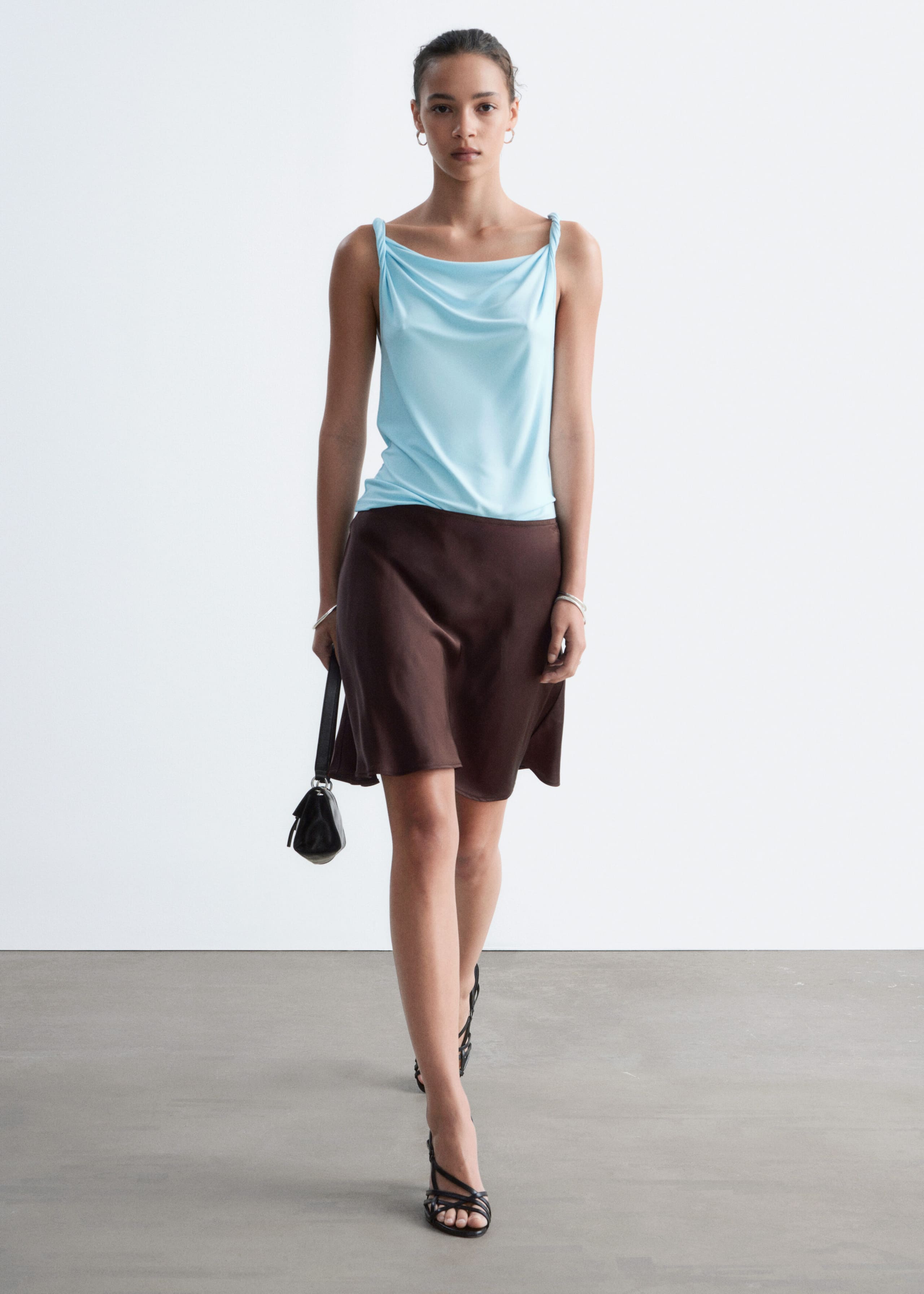 Twist-Shoulder Jersey Top - Light Blue - Lookbook