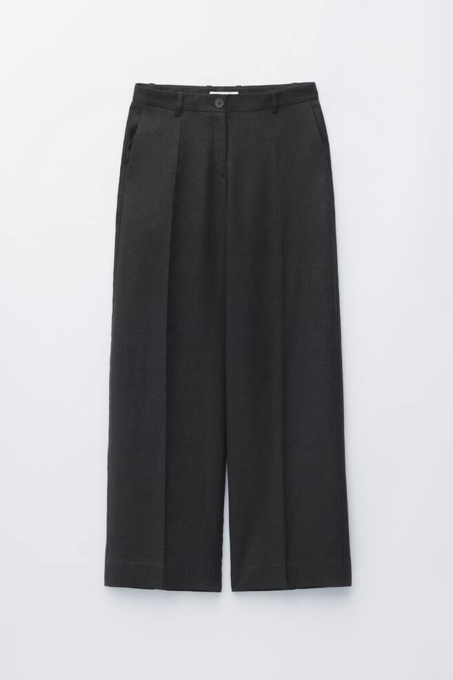 Elegante Leinenhose - Schwarz/Dunkelbraun/Beige - 1