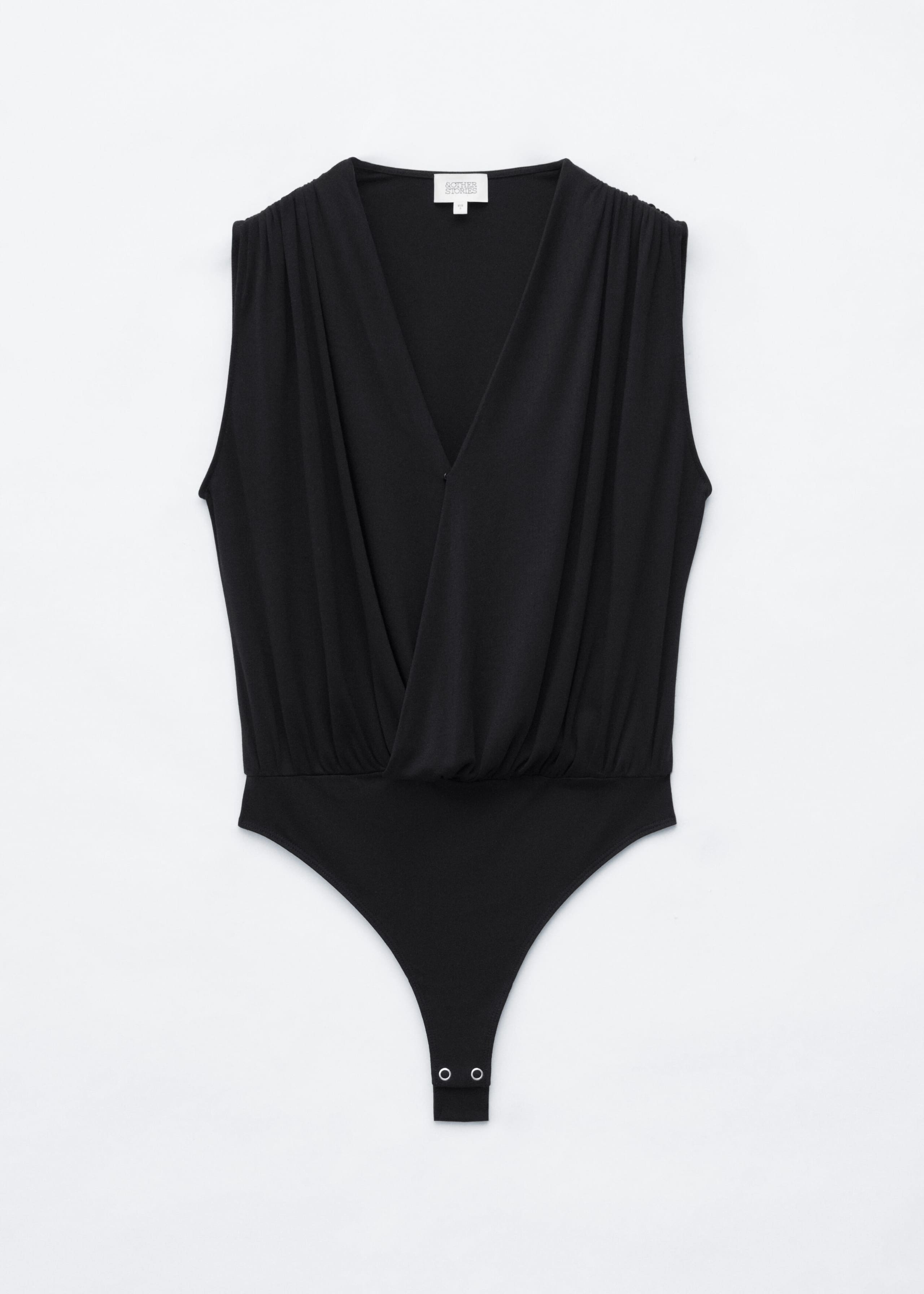 Draped Jersey Bodysuit - Black - Still Life
