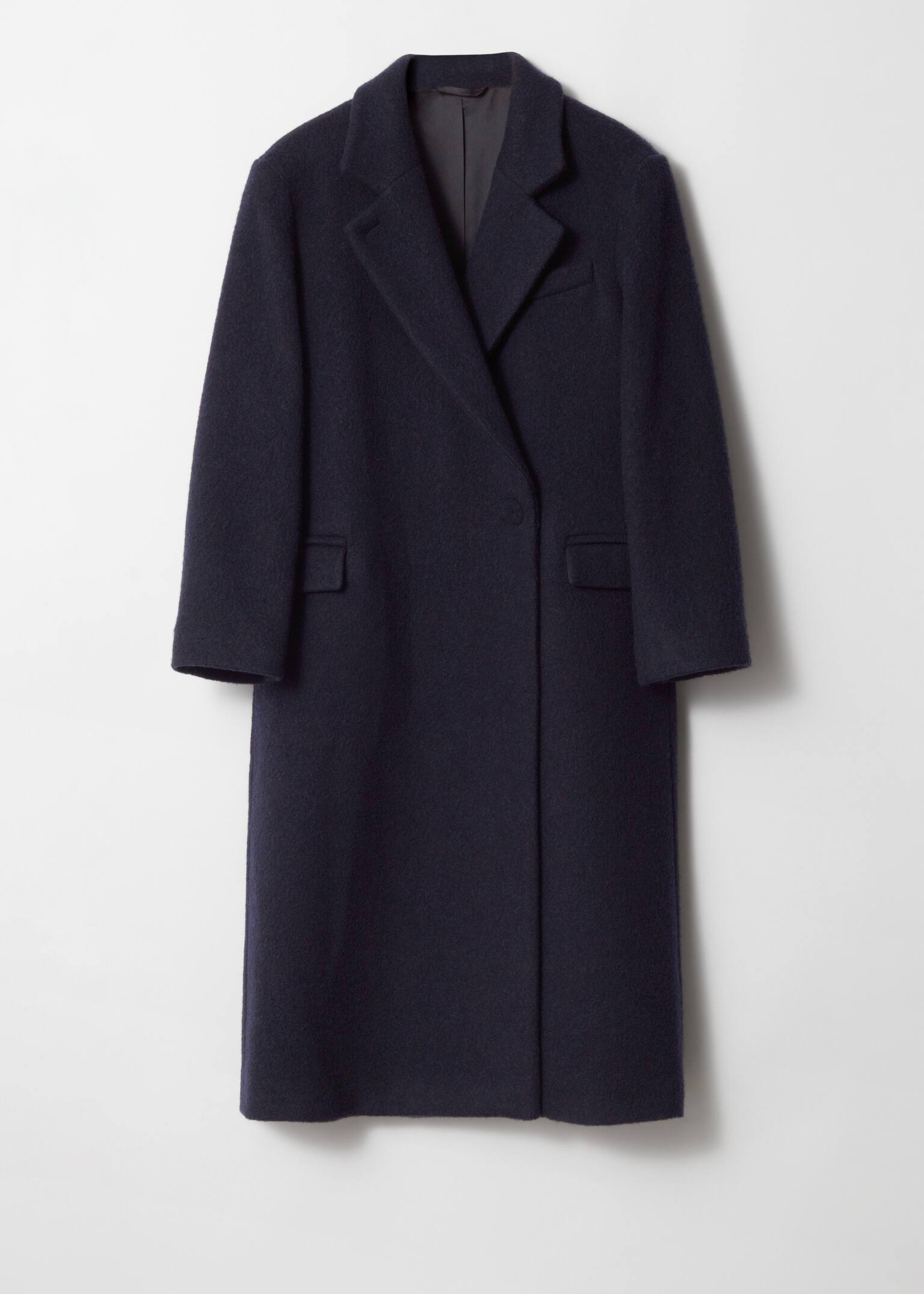 Zweireihiger Wollmantel - Navyblau - 2