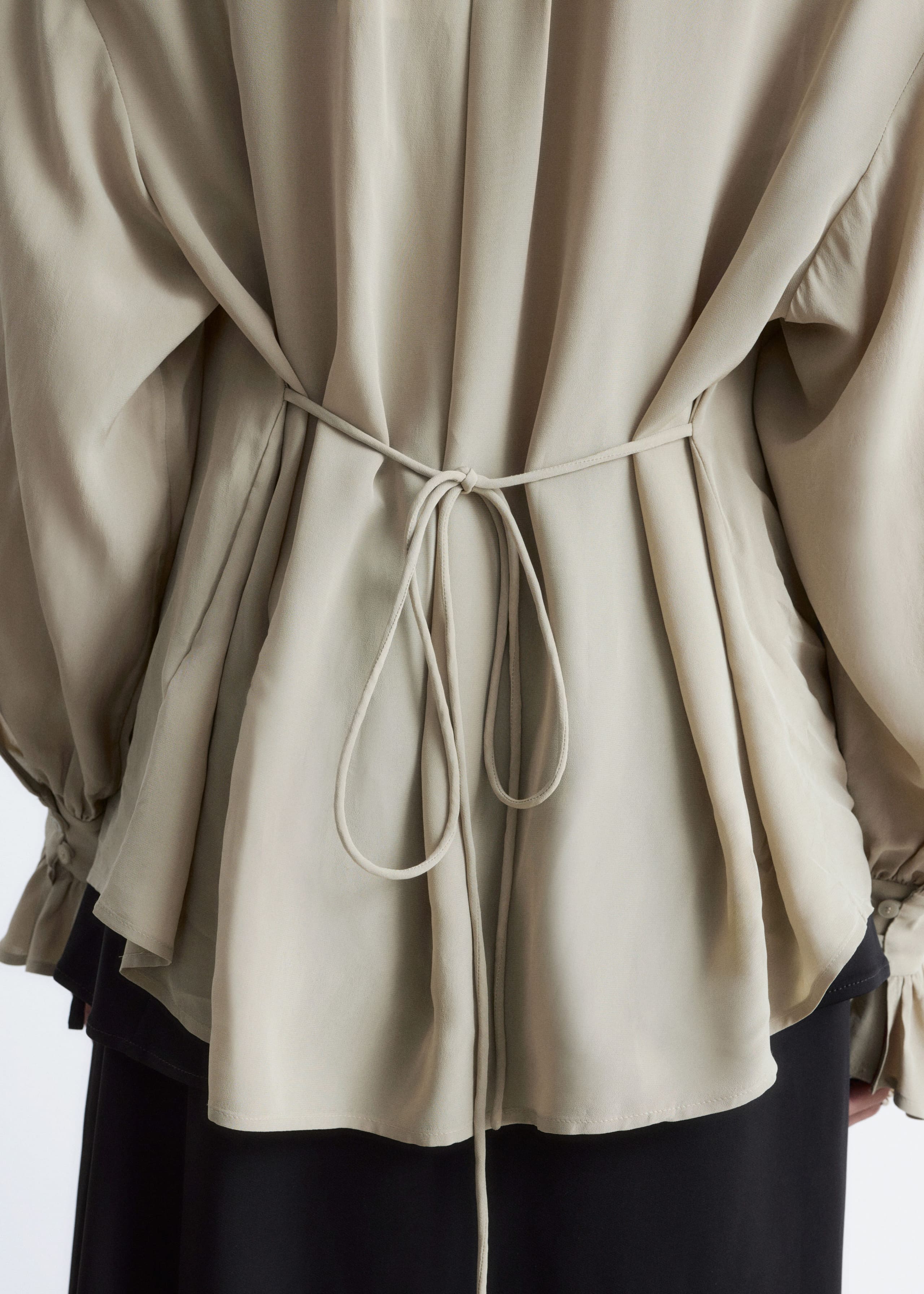 Image of Tie-Back Gathered Blouse