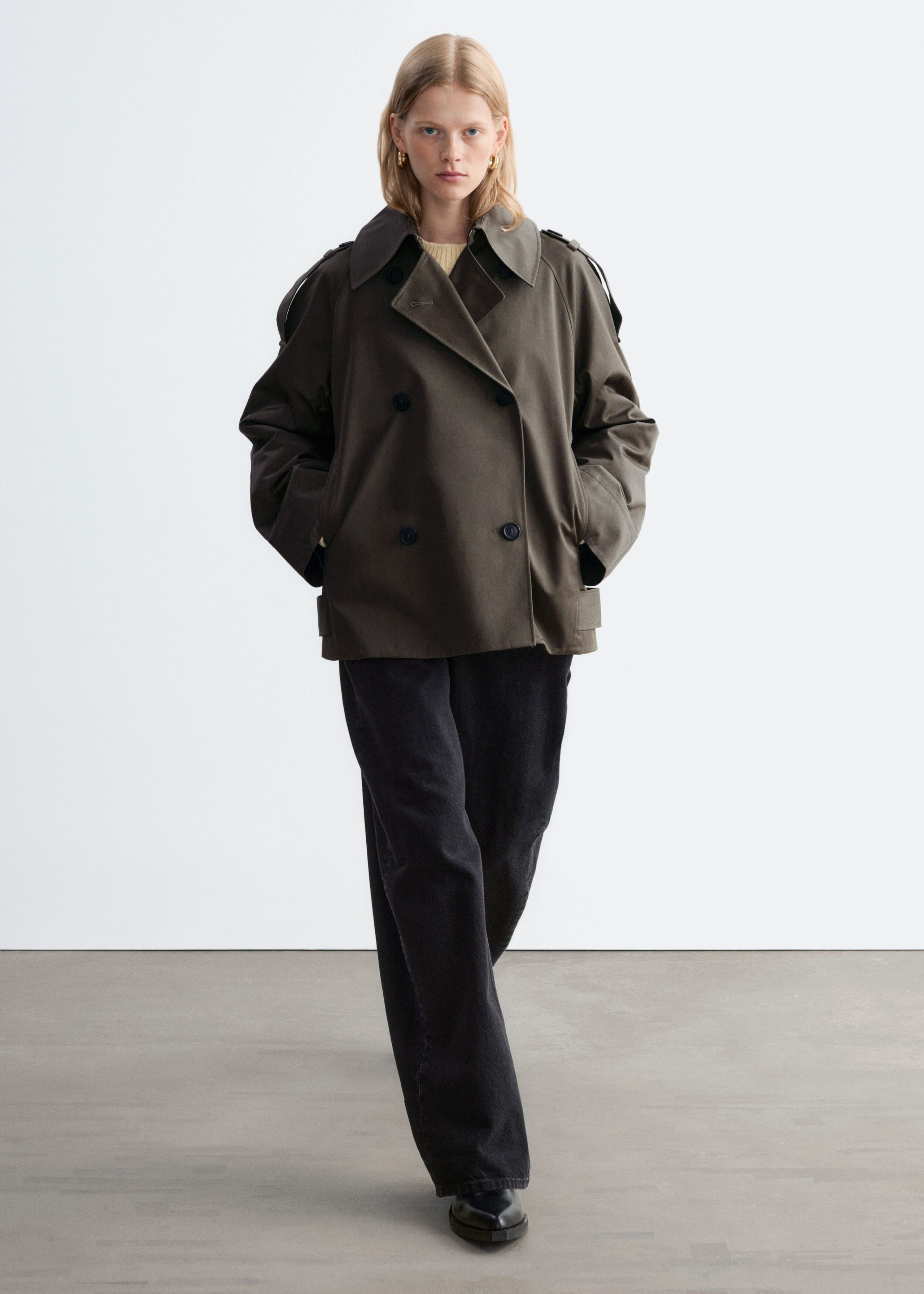Double-Breasted Trench Jacket - Beige - Lookbook