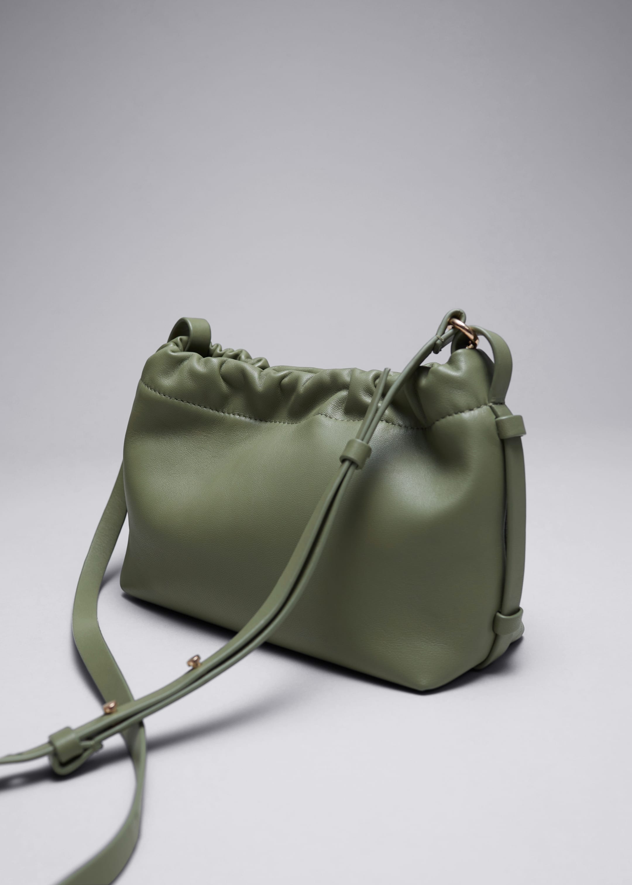 View larger image: Small Leather Drawstring Tote - Green - Ladies | H&M GB 3