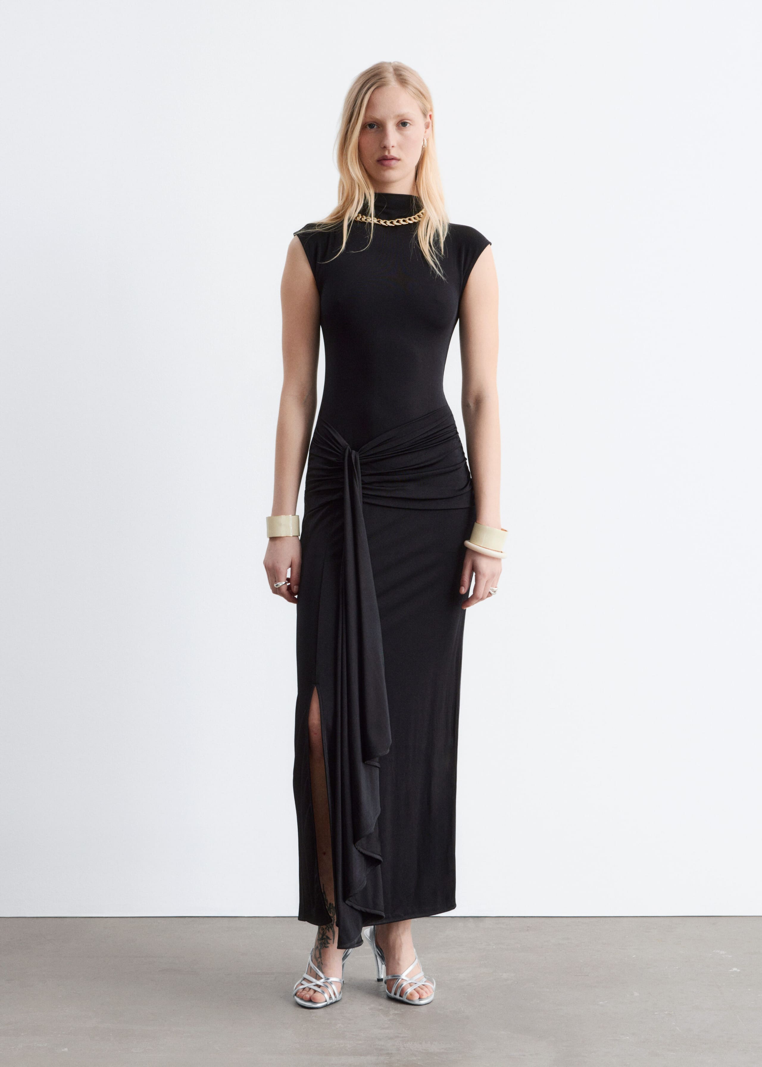 Image of Wrap-Front Midi Dress