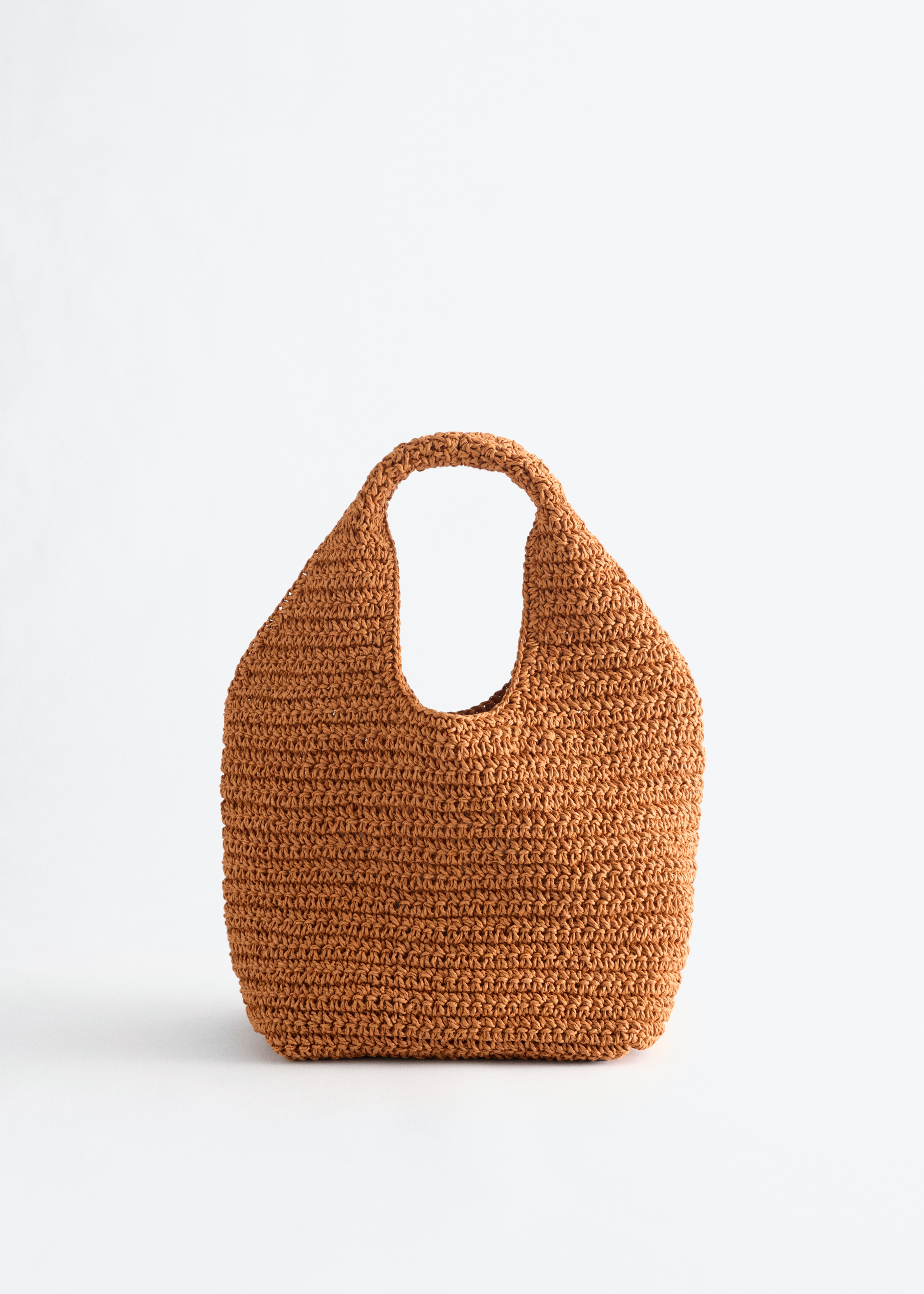 Mini-draagtas van papierstro - Donkerbeige/Beige