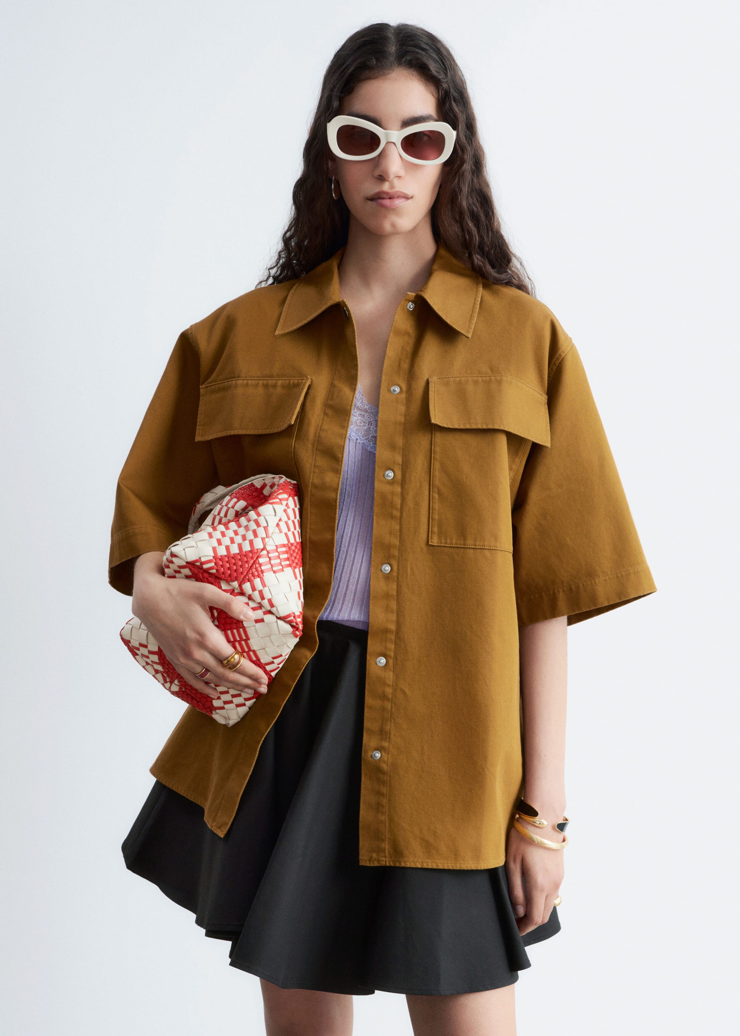 Short-Sleeve Cotton Shirt - Beige - Lookbook