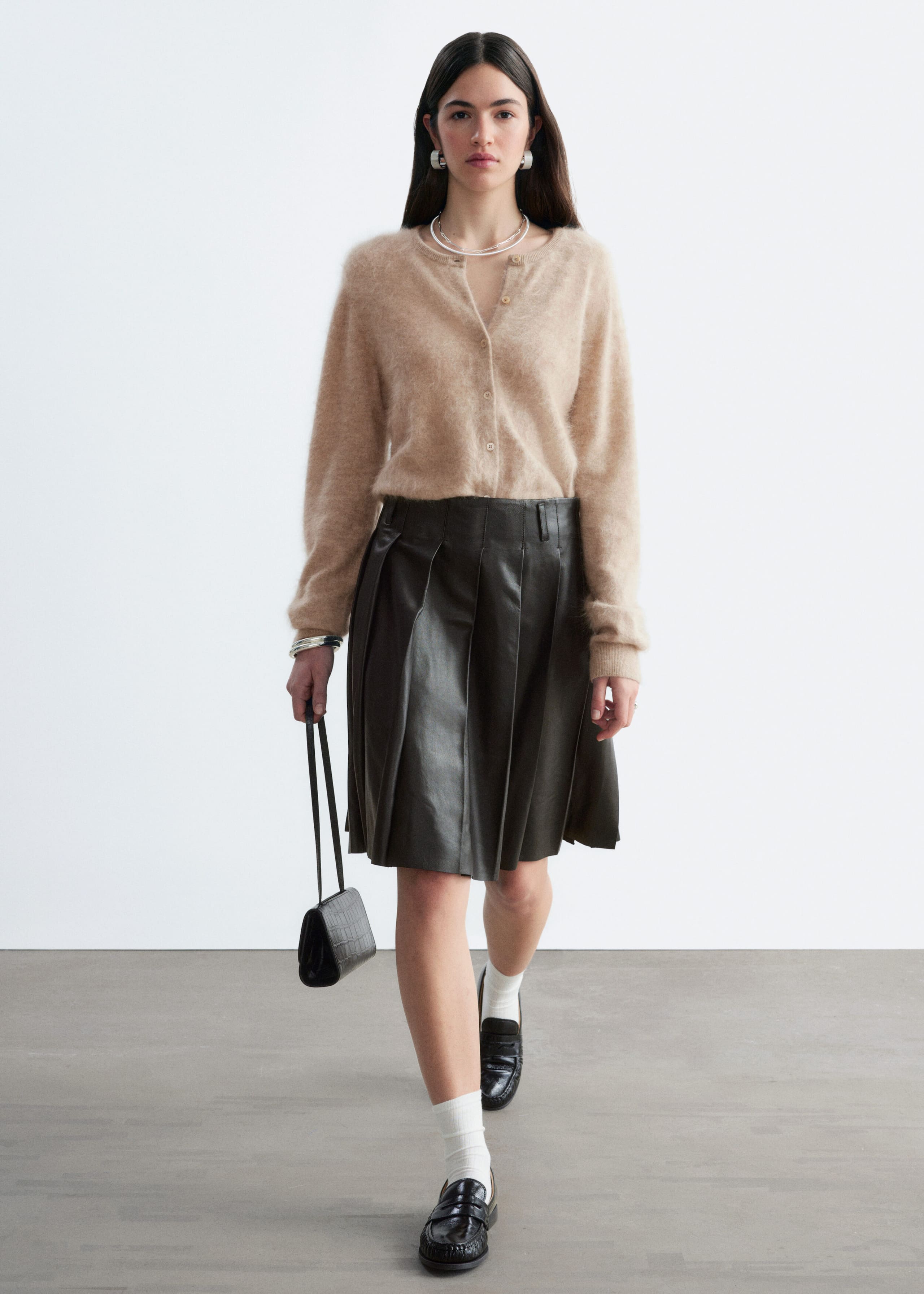 Brushed Cashmere Cardigan - Grey - Lookbook